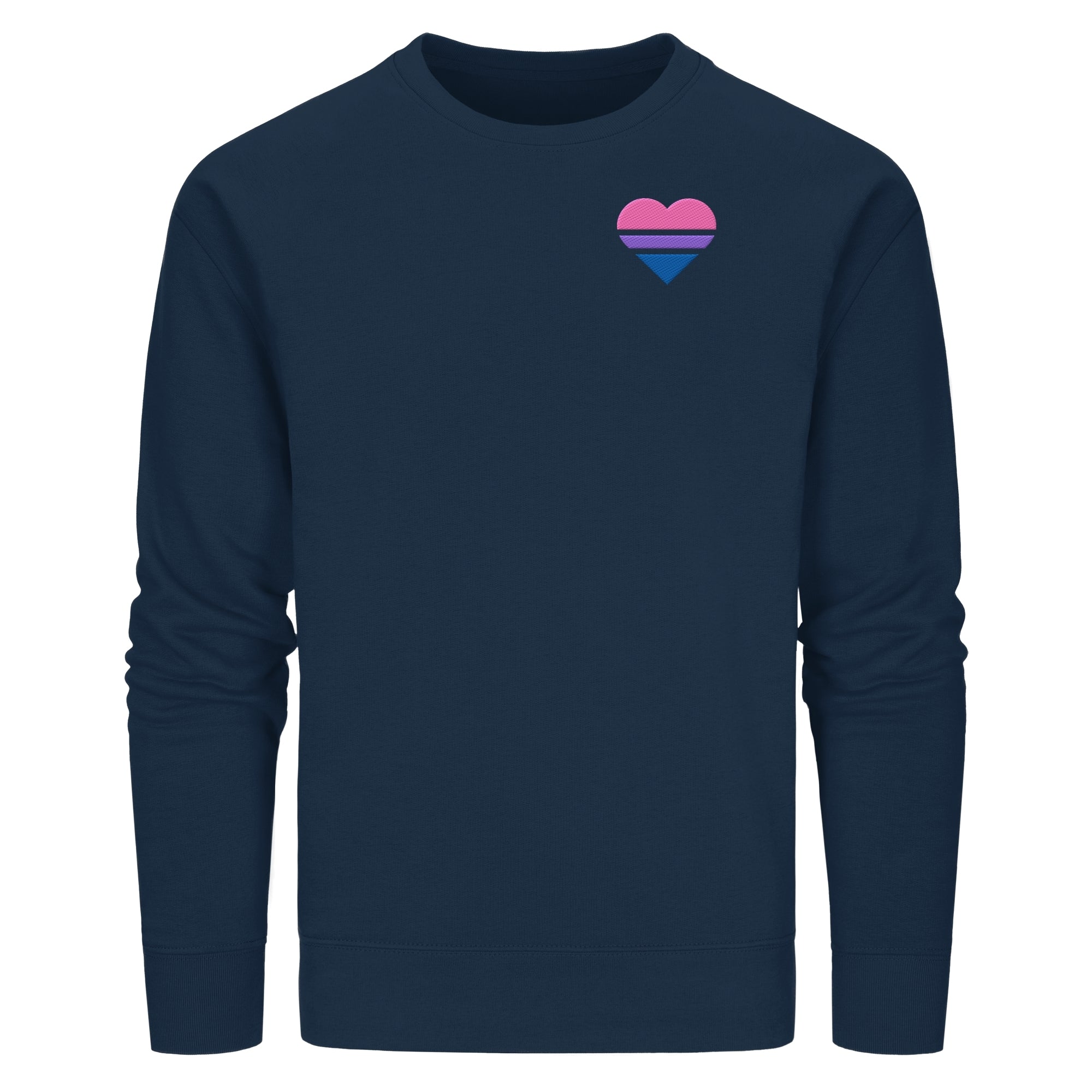 Organic Basic Sweatshirt - Bisexual Flag Herz Stick