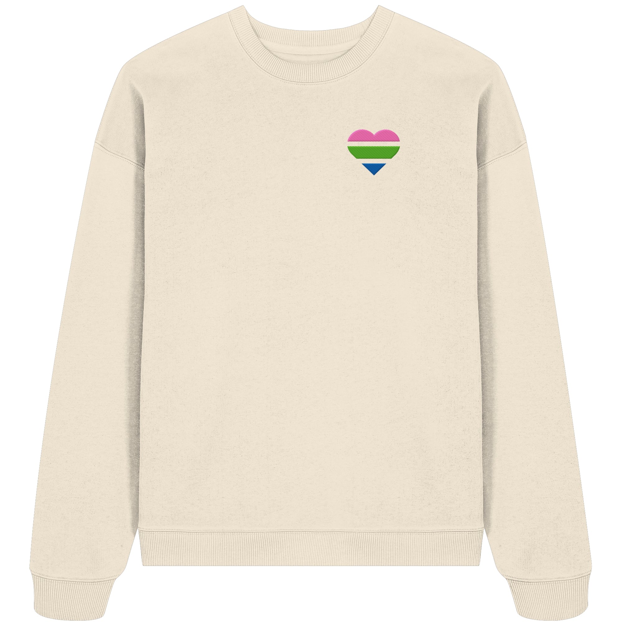 Organic Oversize Sweatshirt - Polysexual Flag Herz Stick