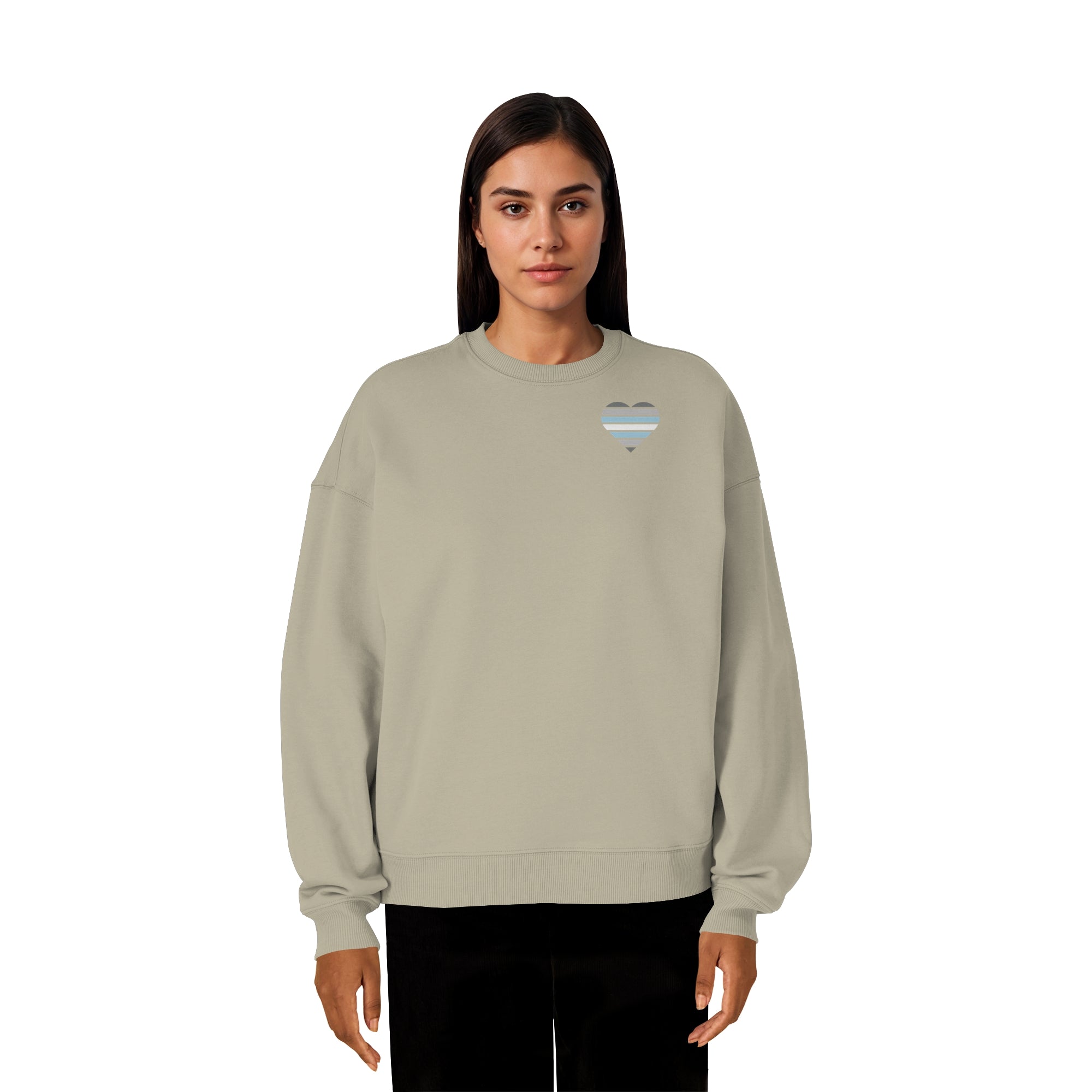 Organic Oversize Sweatshirt - Demiboy Flag Herz Print