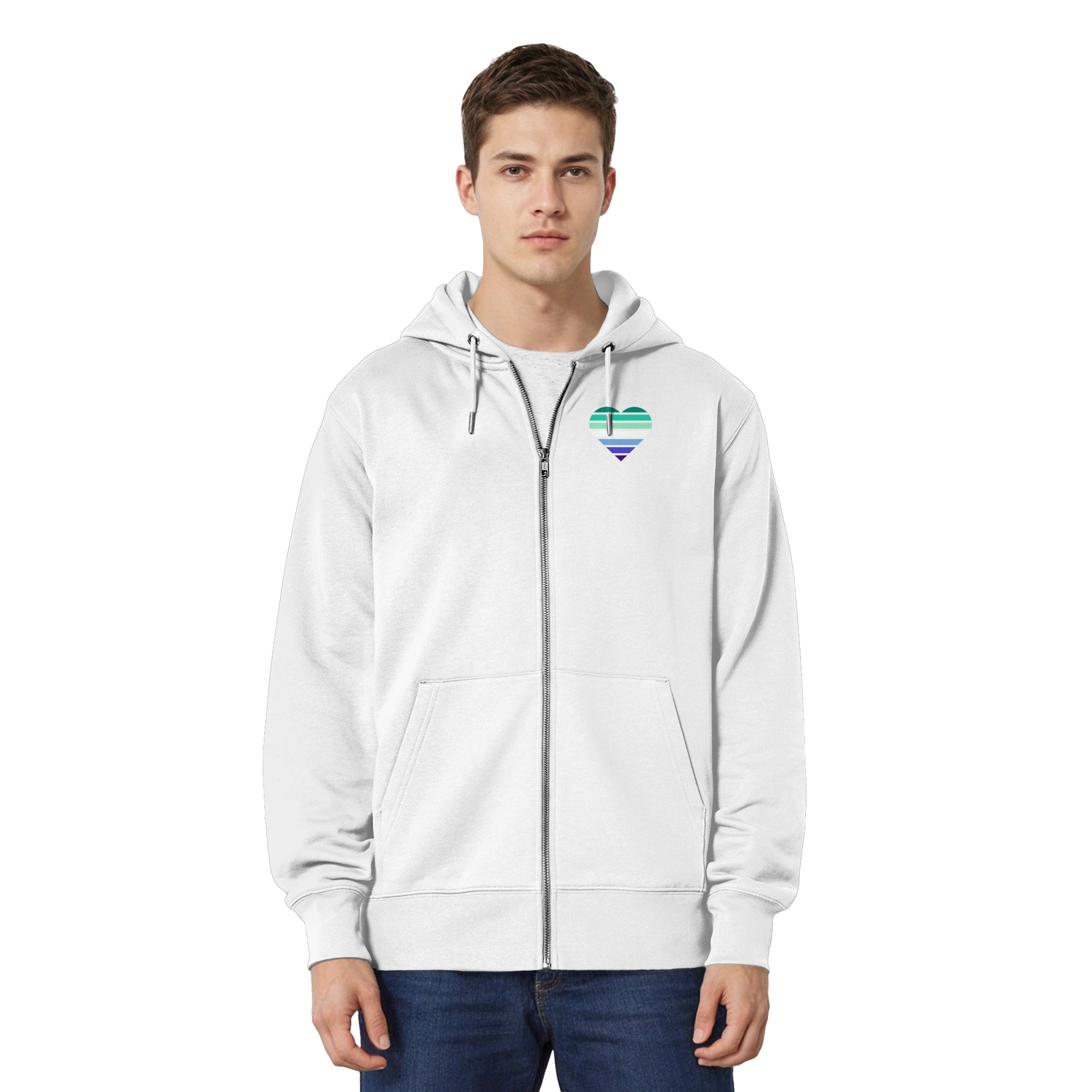Organic Relaxed Zipper - Gay Flag Herz Print