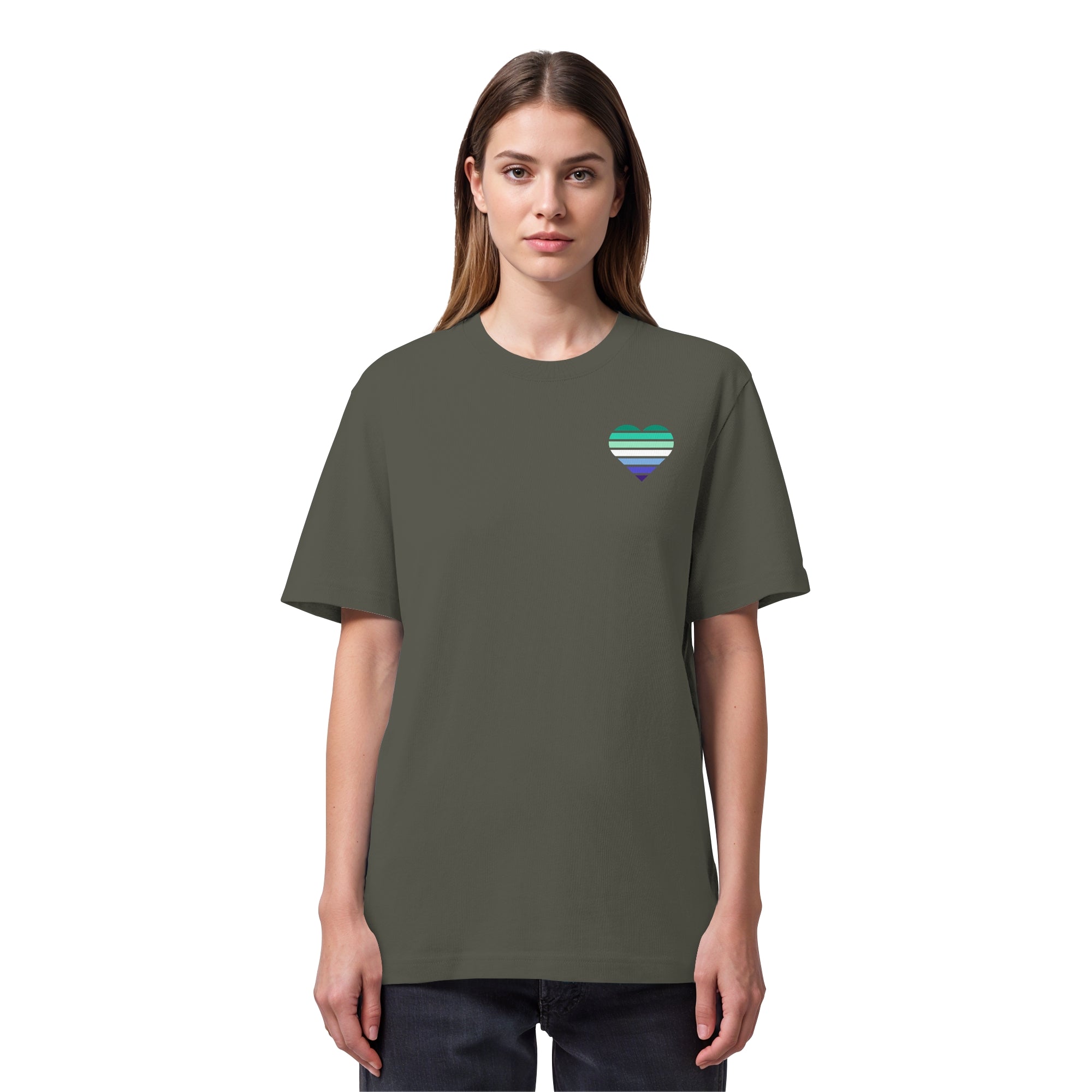 Organic Heavy Shirt - Gay Flag Herz Print