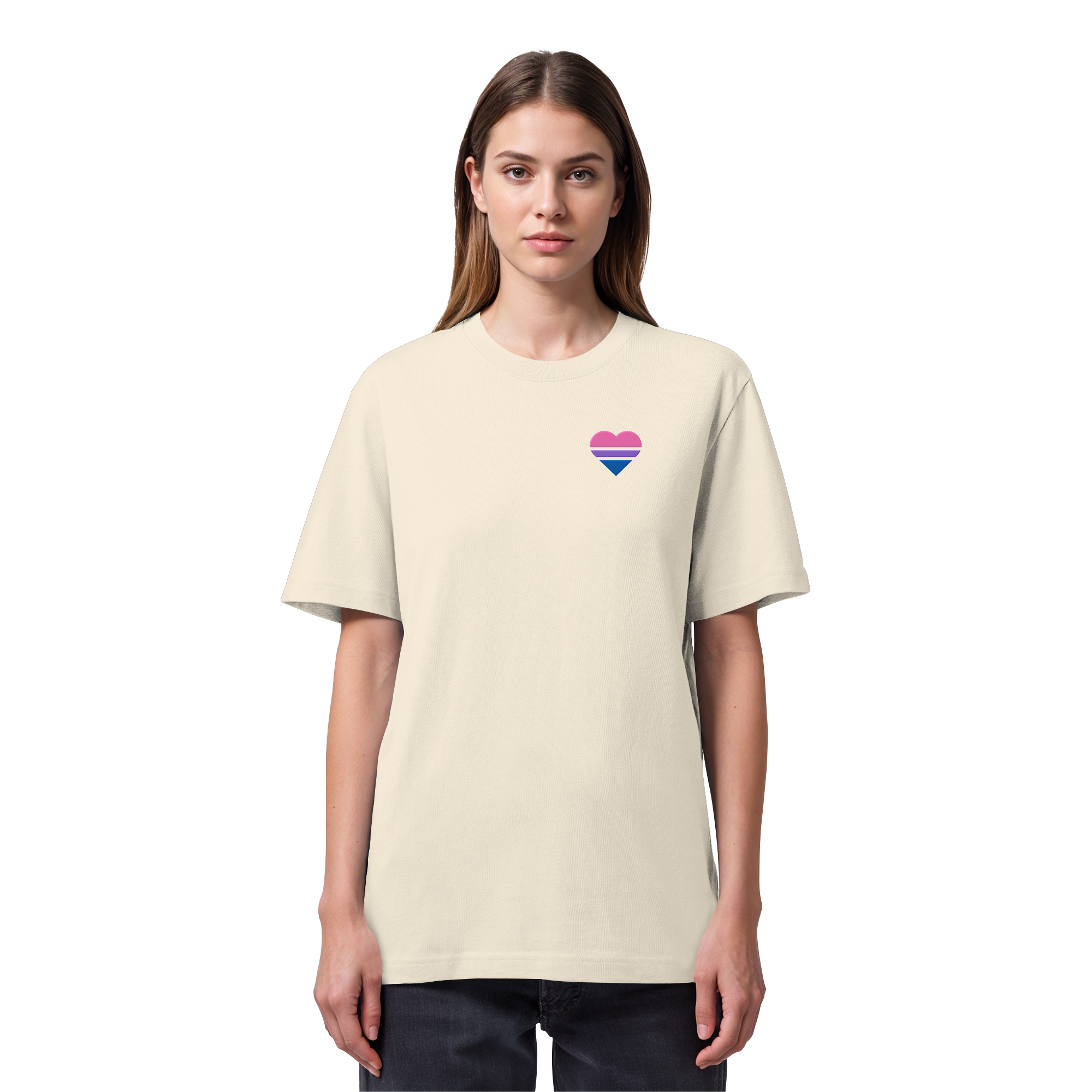Organic Heavy Shirt - Bisexual Flag Herz Stick