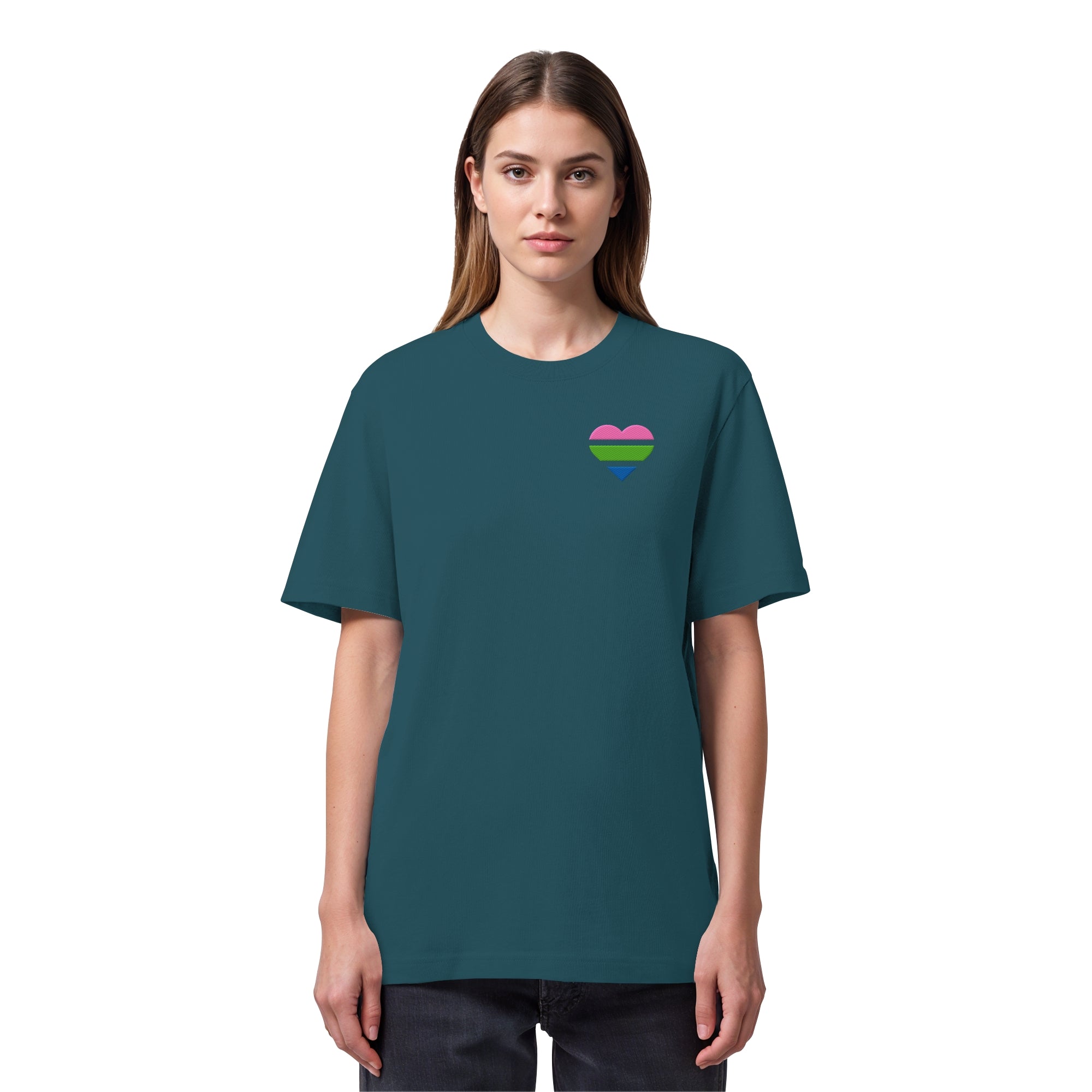 Organic Heavy Shirt - Polysexual Flag Herz Stick