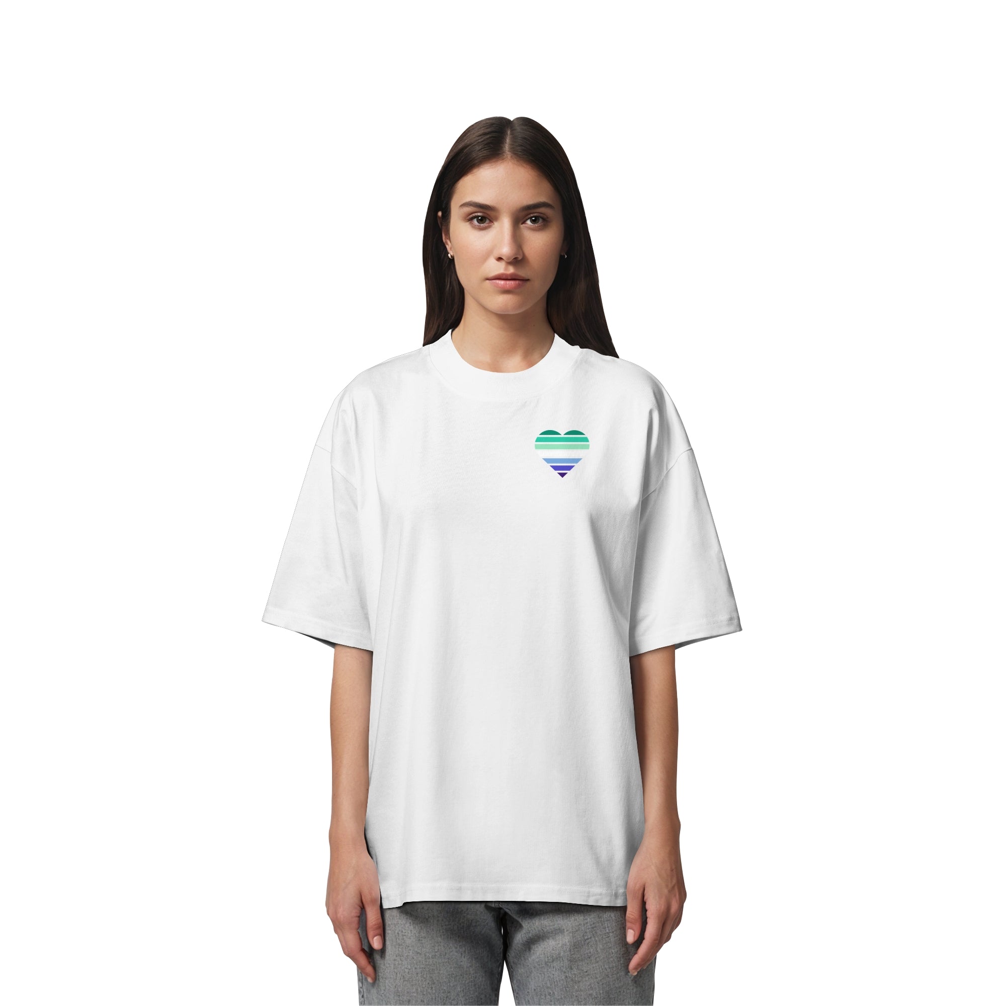 Organic Oversize Shirt - Gay Flag Herz Print