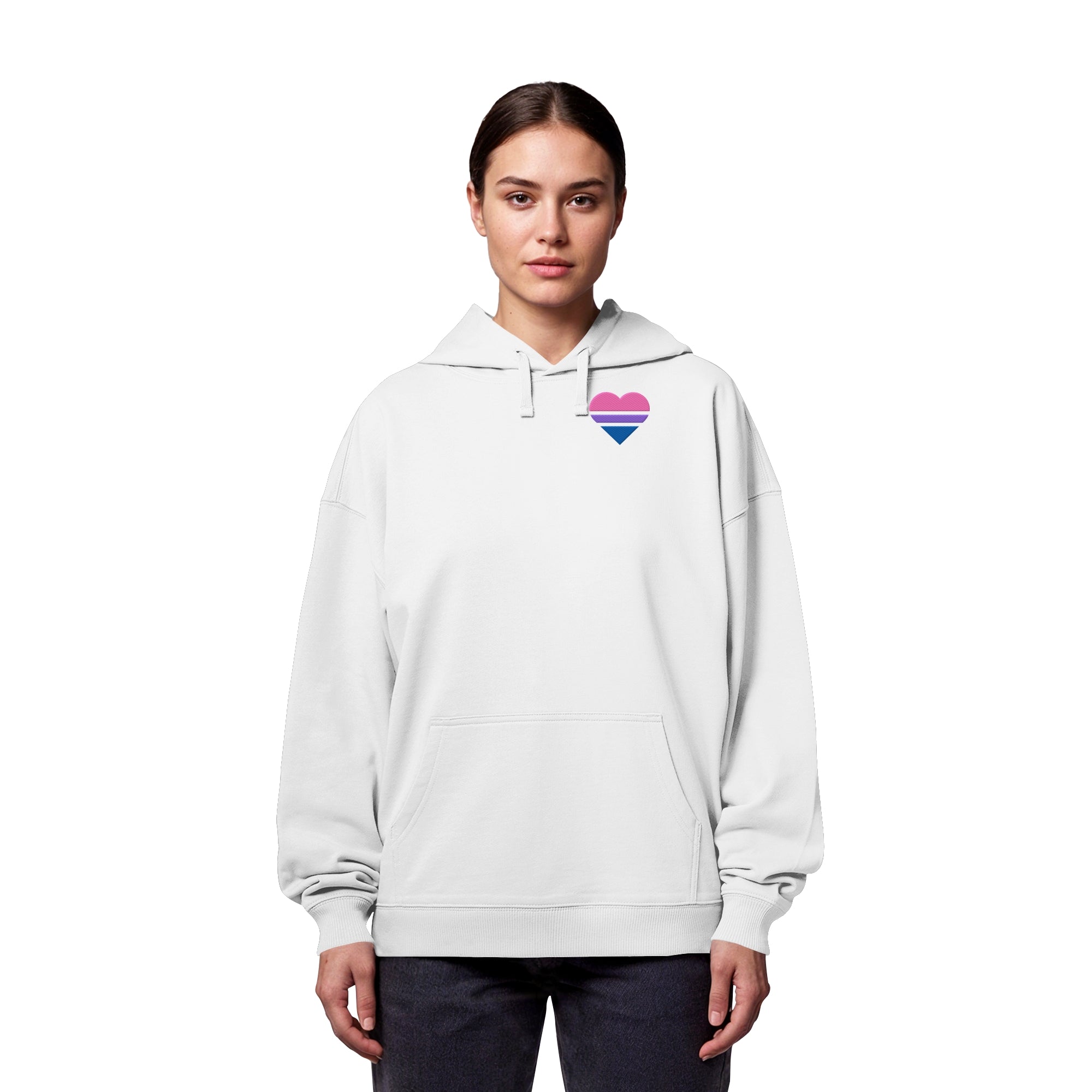 Organic Oversize Hoodie - Bisexual Flag Herz Stick