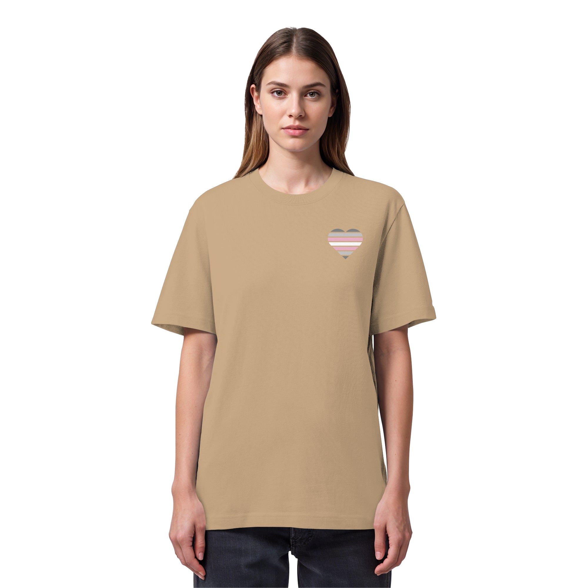 Organic Heavy Shirt - Demigirl Flag Herz Print