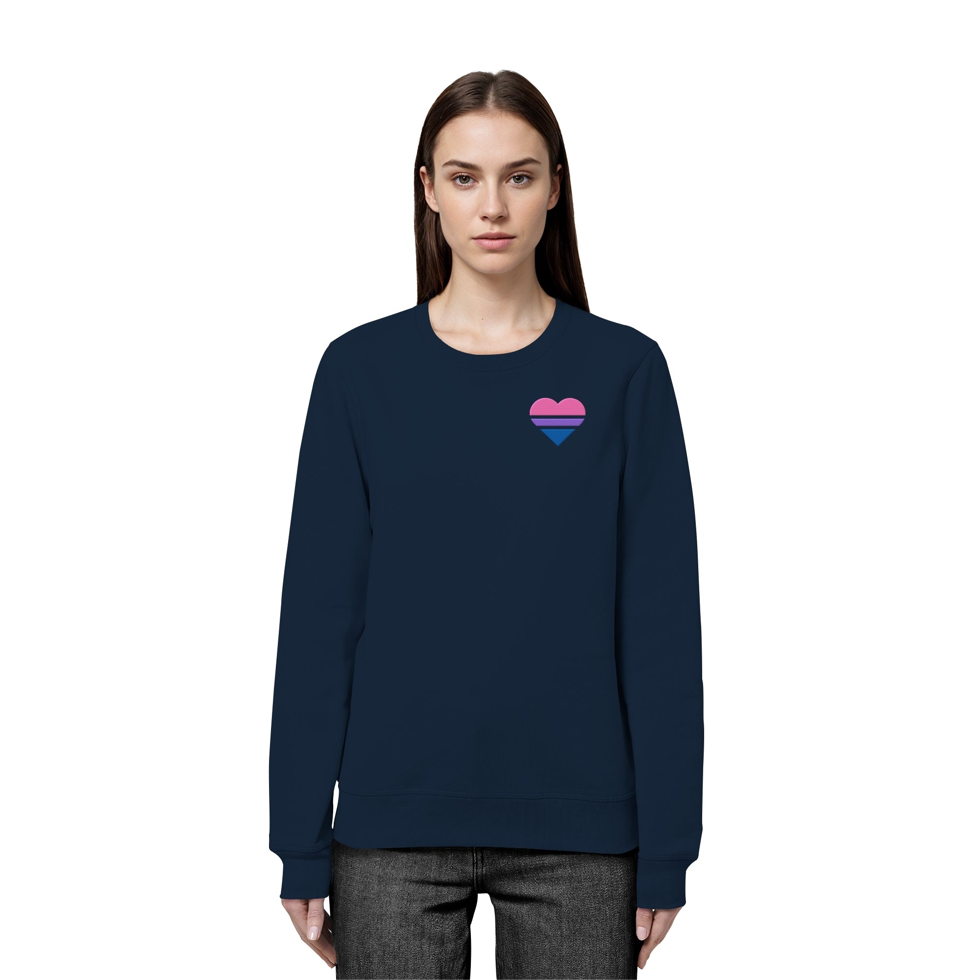Organic Basic Sweatshirt - Bisexual Flag Herz Stick
