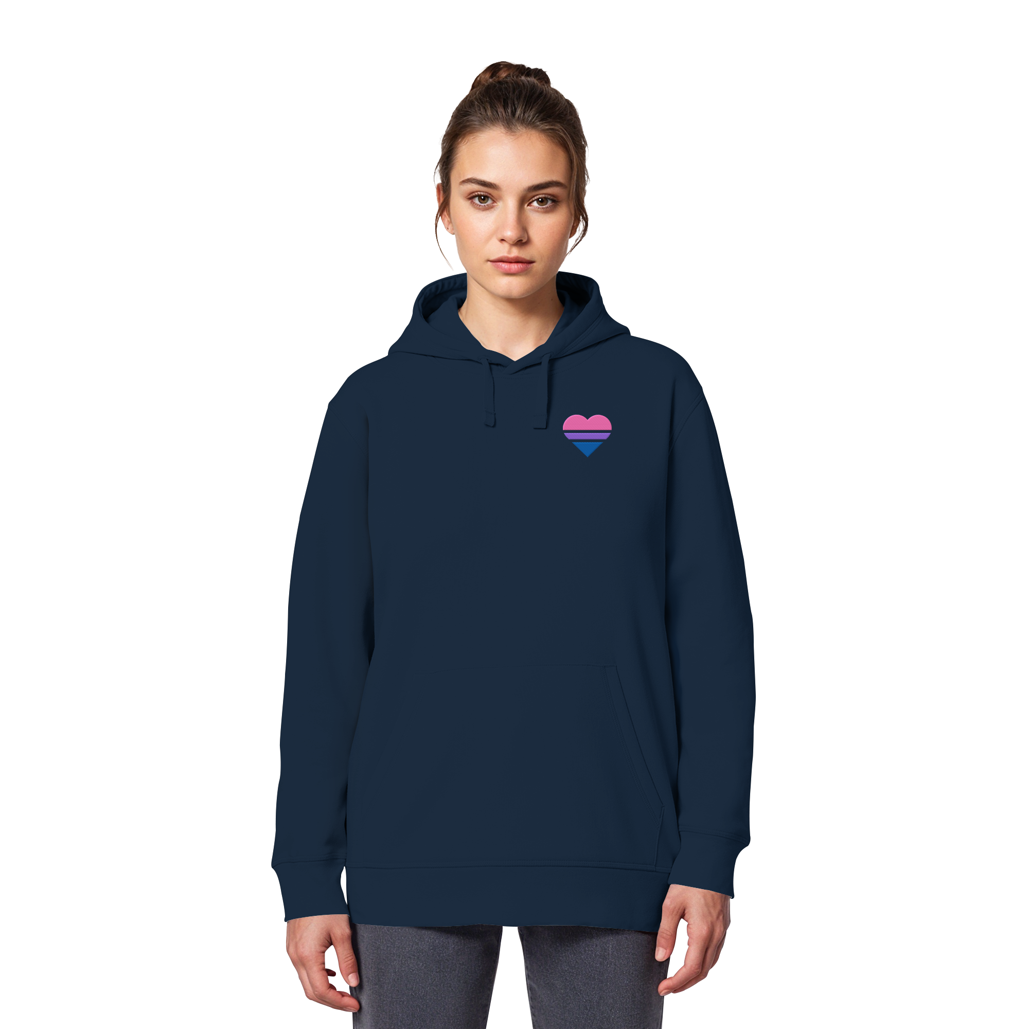 Organic Basic Hoodie - Bisexual Flag Herz Stick