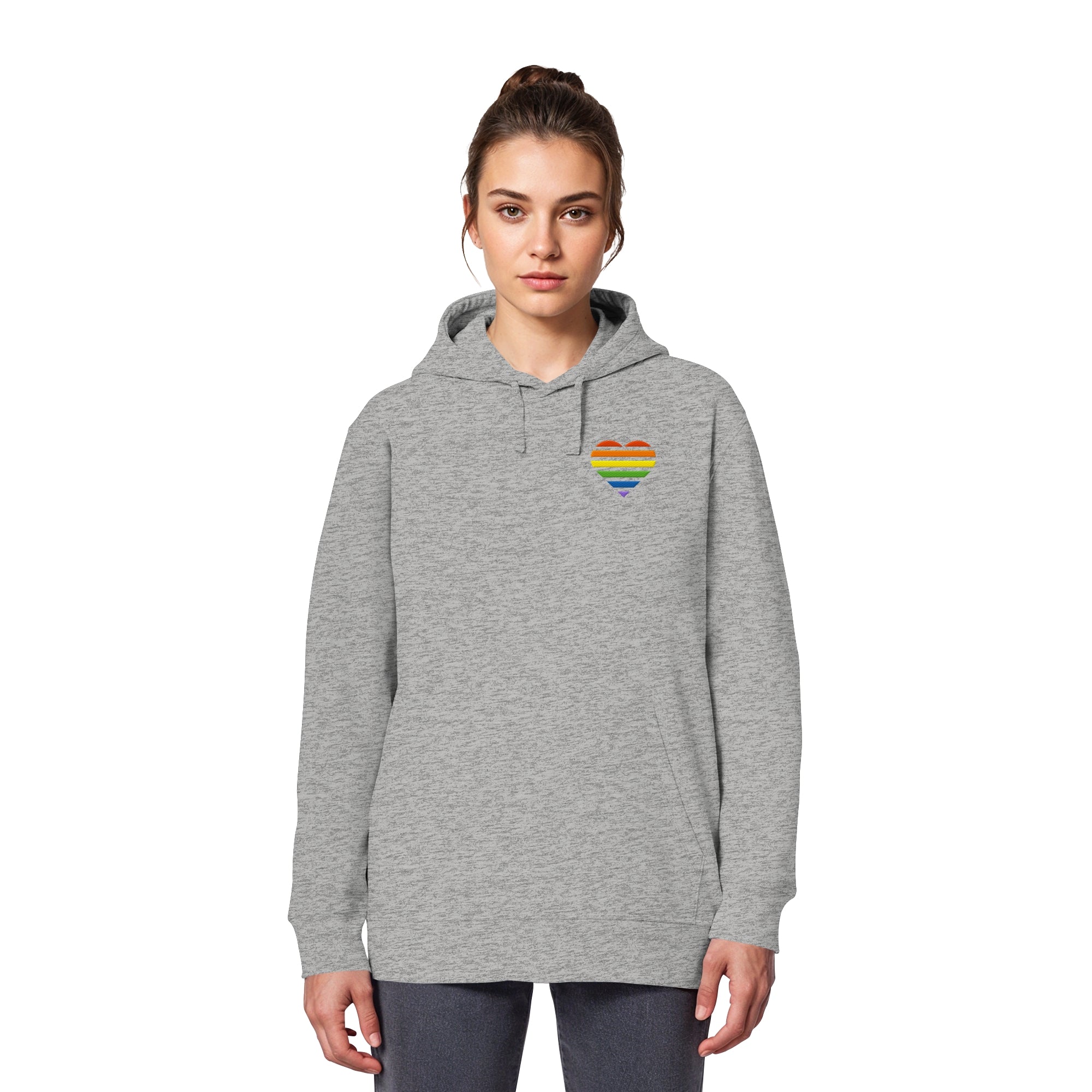 Organic Basic Hoodie - Pride Flag Herz Stick