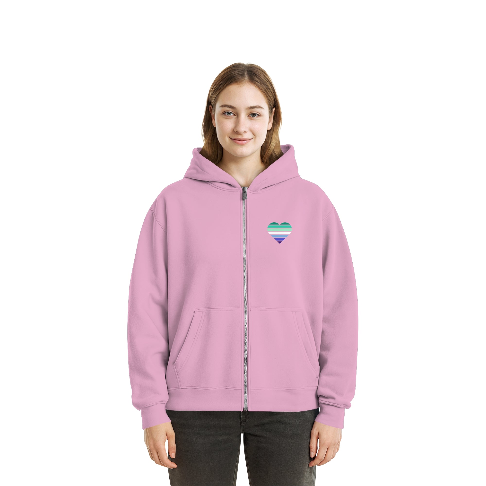 Fluffy Boxcut Zipper - Gay Flag Herz Print