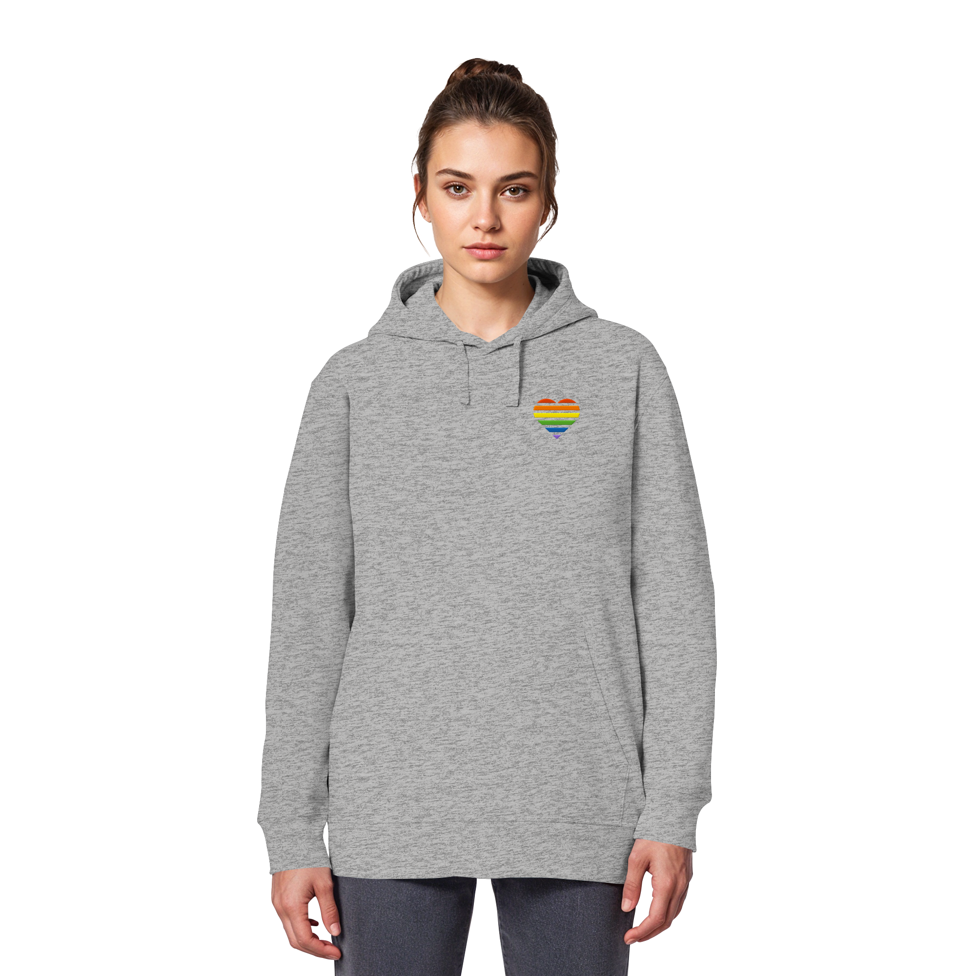 Organic Basic Hoodie - Pride Flag Herz Stick