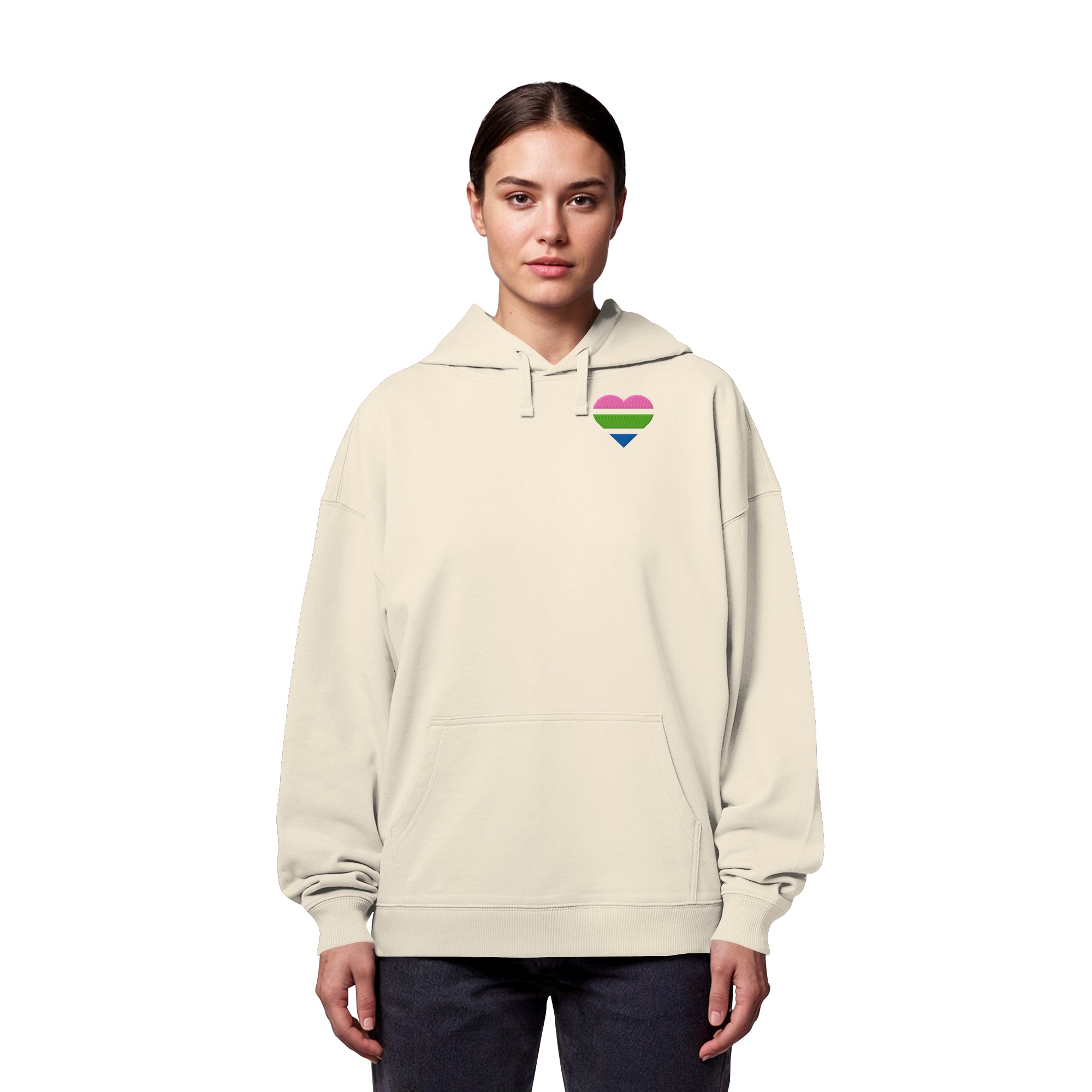 Organic Oversize Hoodie - Polysexual Flag Herz Stick