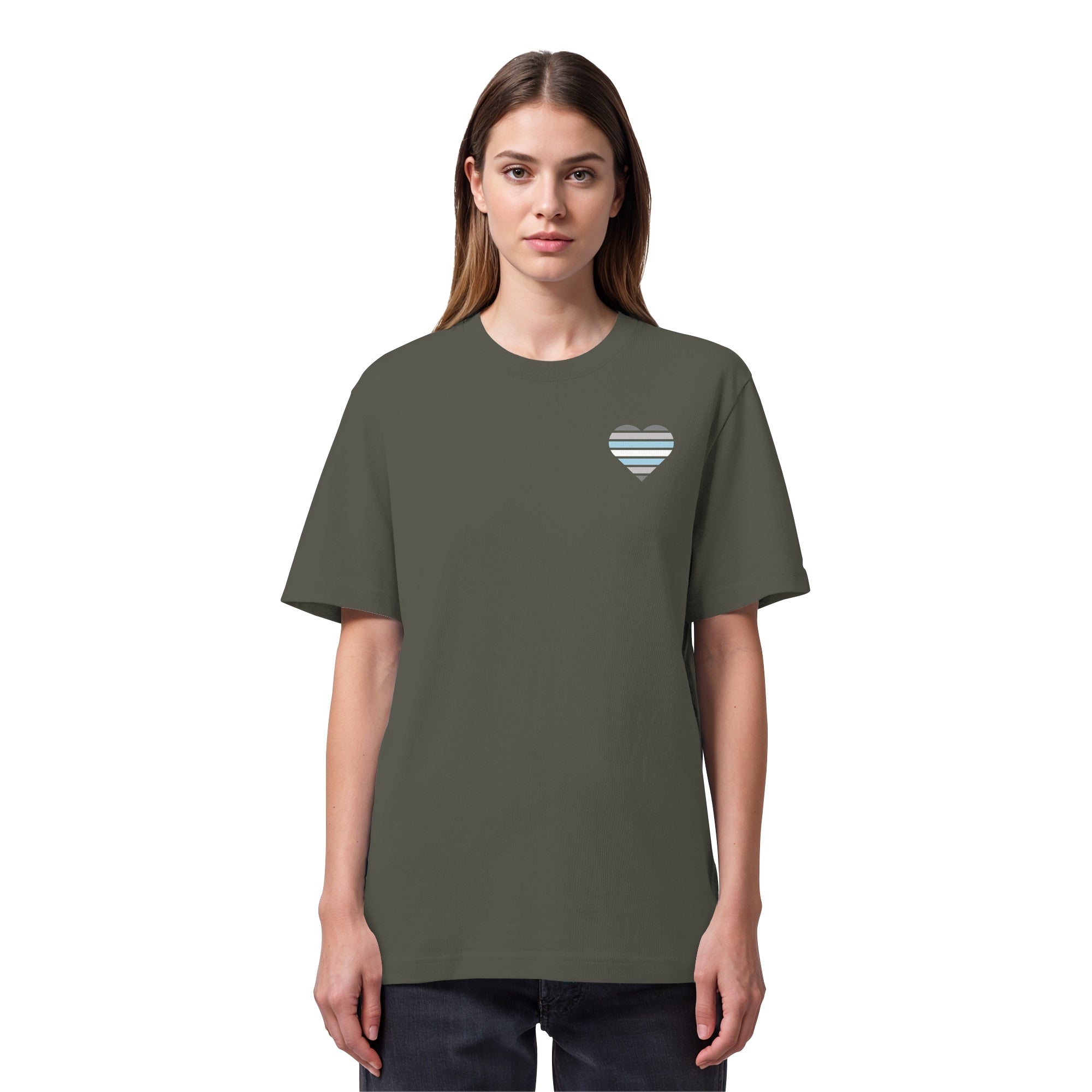 Organic Heavy Shirt - Demiboy Flag Herz Print
