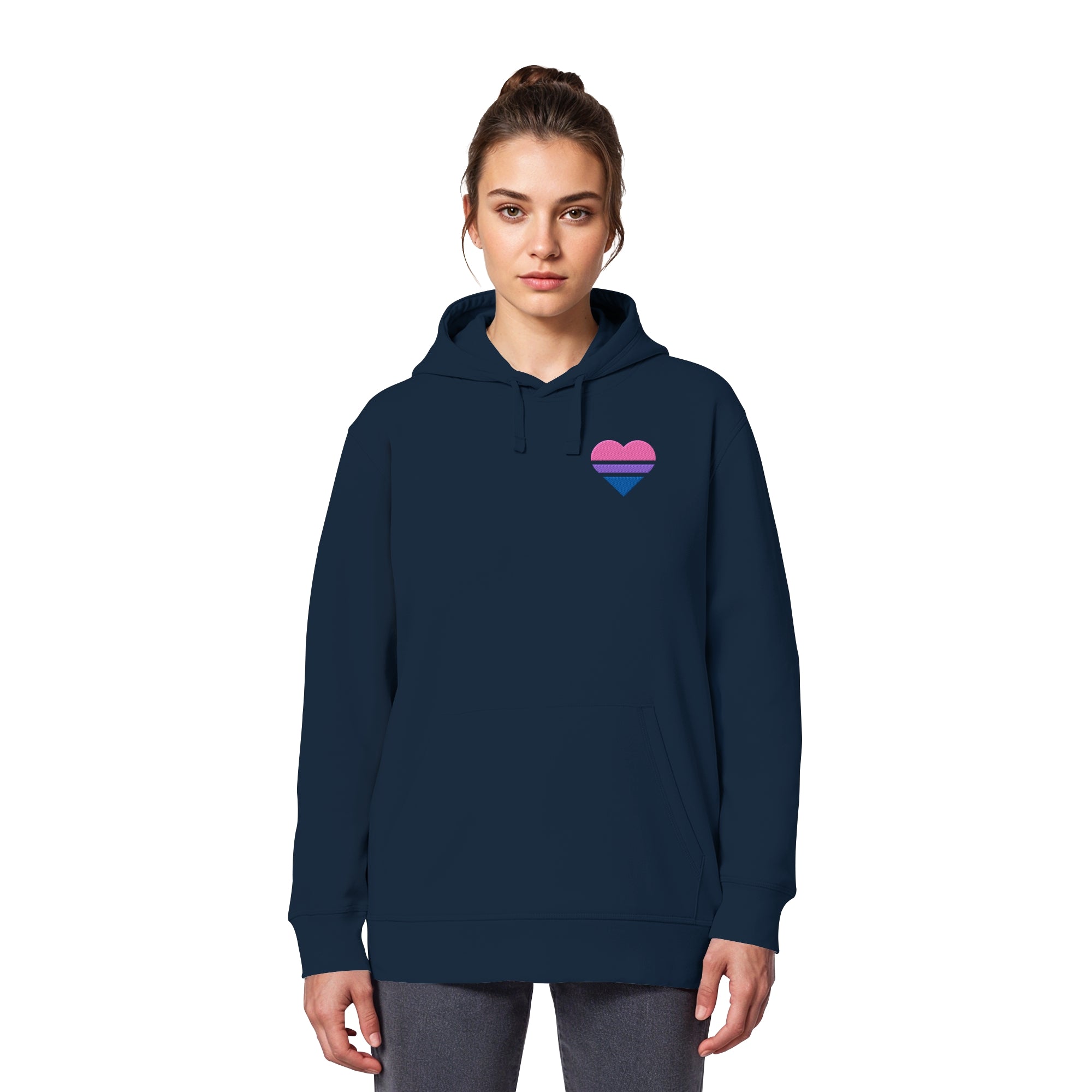 Organic Basic Hoodie - Bisexual Flag Herz Stick