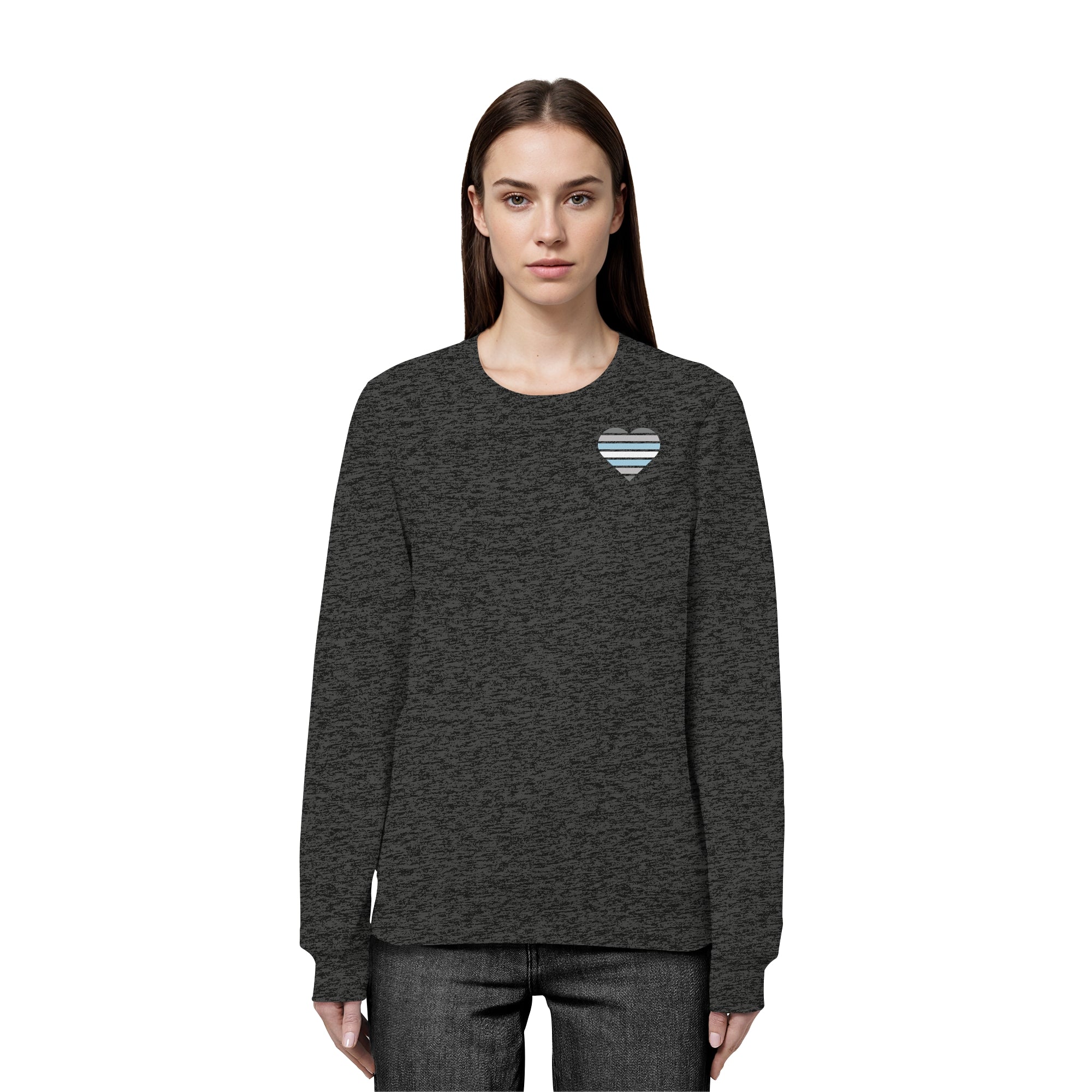 Organic Basic Sweatshirt - Demiboy Flag Herz Print