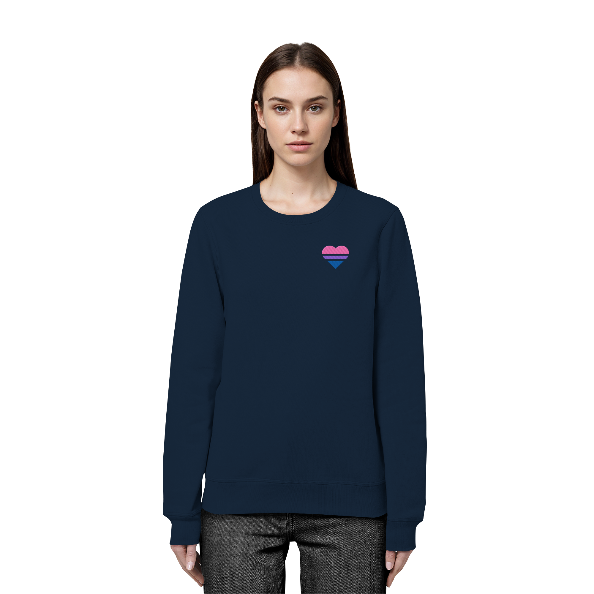 Organic Basic Sweatshirt - Bisexual Flag Herz Stick