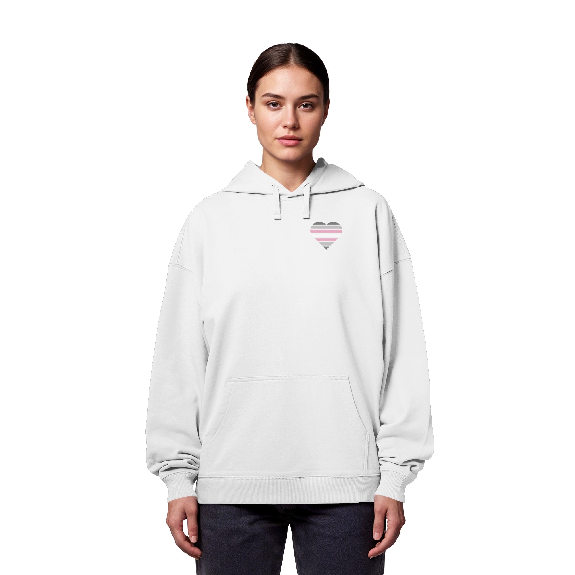 Organic Oversize Hoodie - Demigirl Flag Herz Print