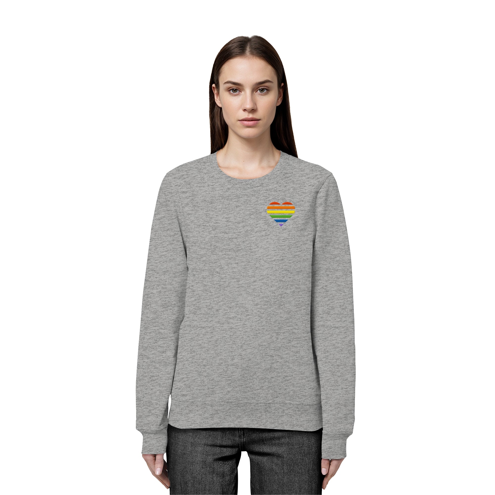 Organic Basic Sweatshirt - Pride Flag Herz Stick
