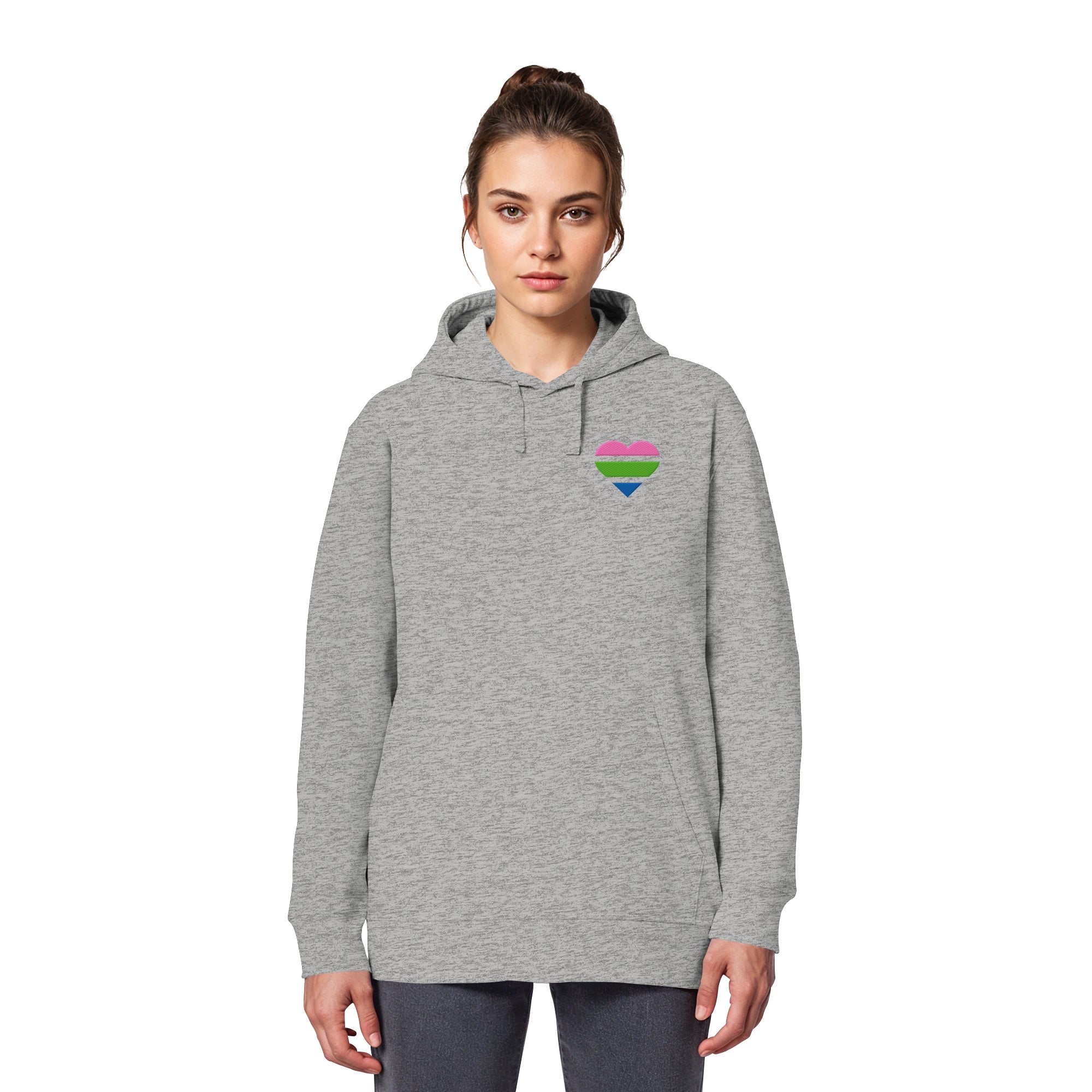 Organic Basic Hoodie - Polysexual Flag Herz Stick