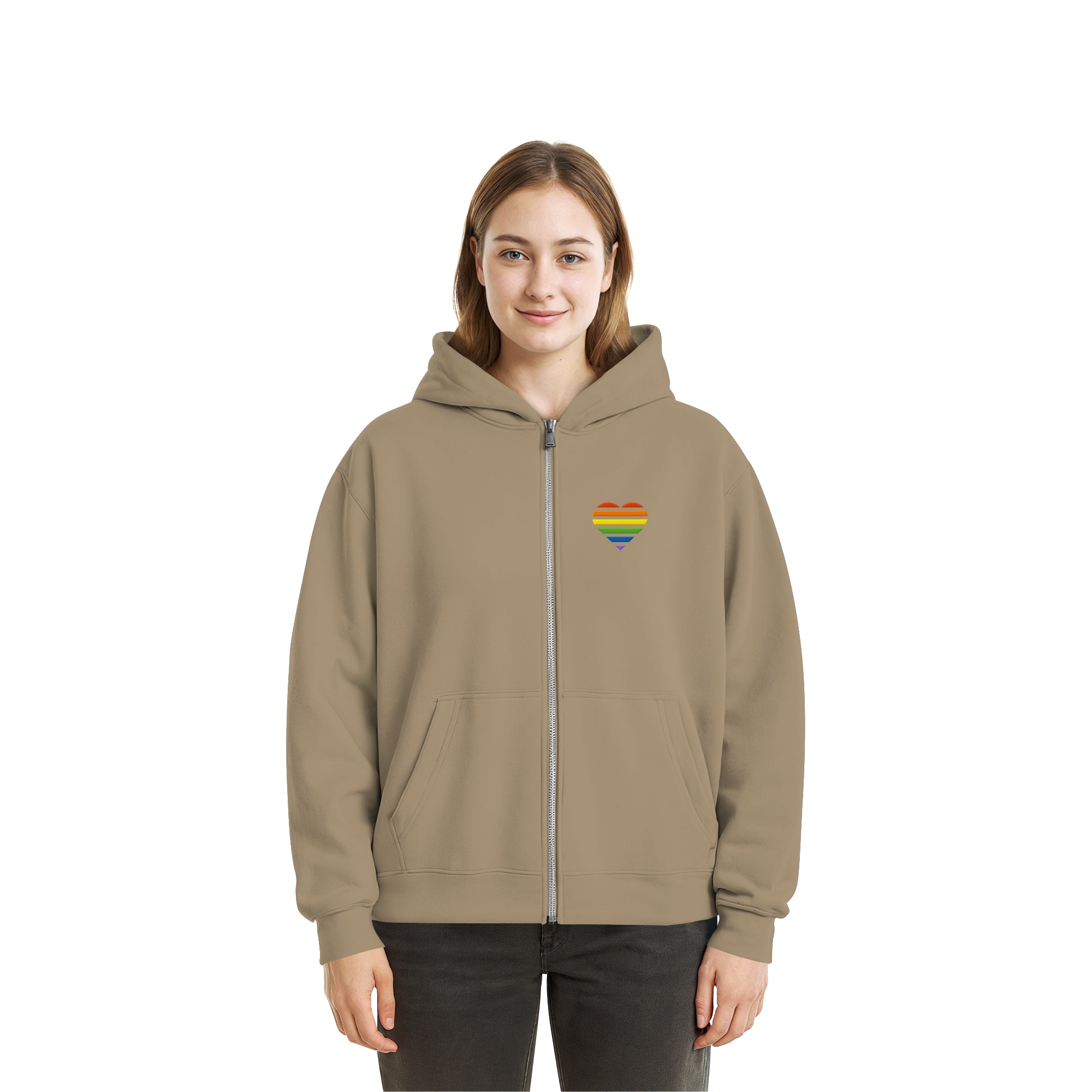 Fluffy Boxcut Zipper - Pride Flag Herz Stick