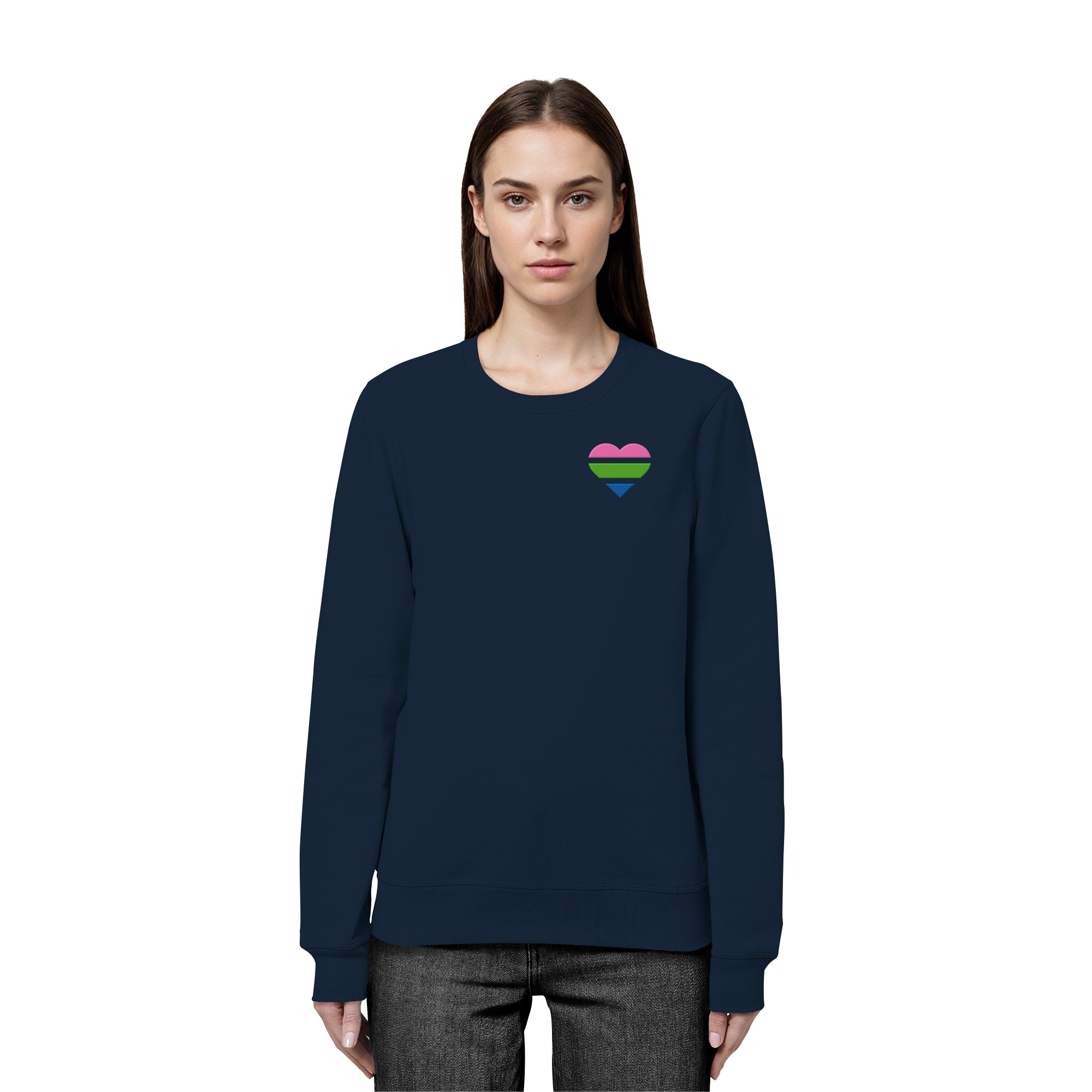 Organic Basic Sweatshirt - Polysexual Flag Herz Stick