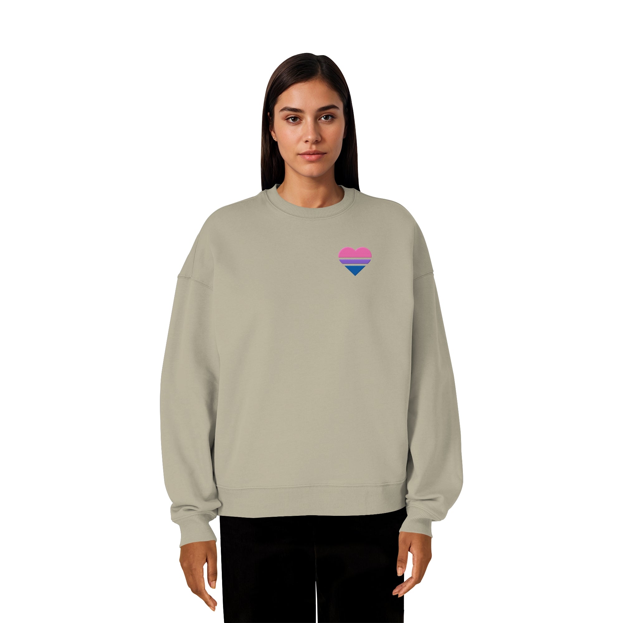 Organic Oversize Sweatshirt - Bisexual Flag Herz Stick