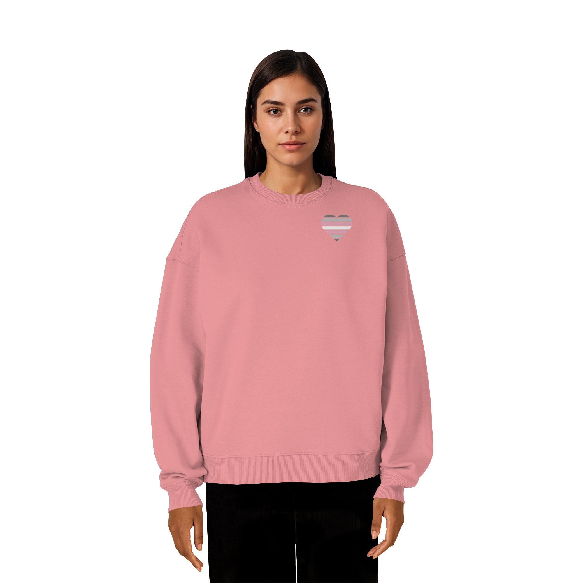 Organic Oversize Sweatshirt - Demigirl Flag Herz Print