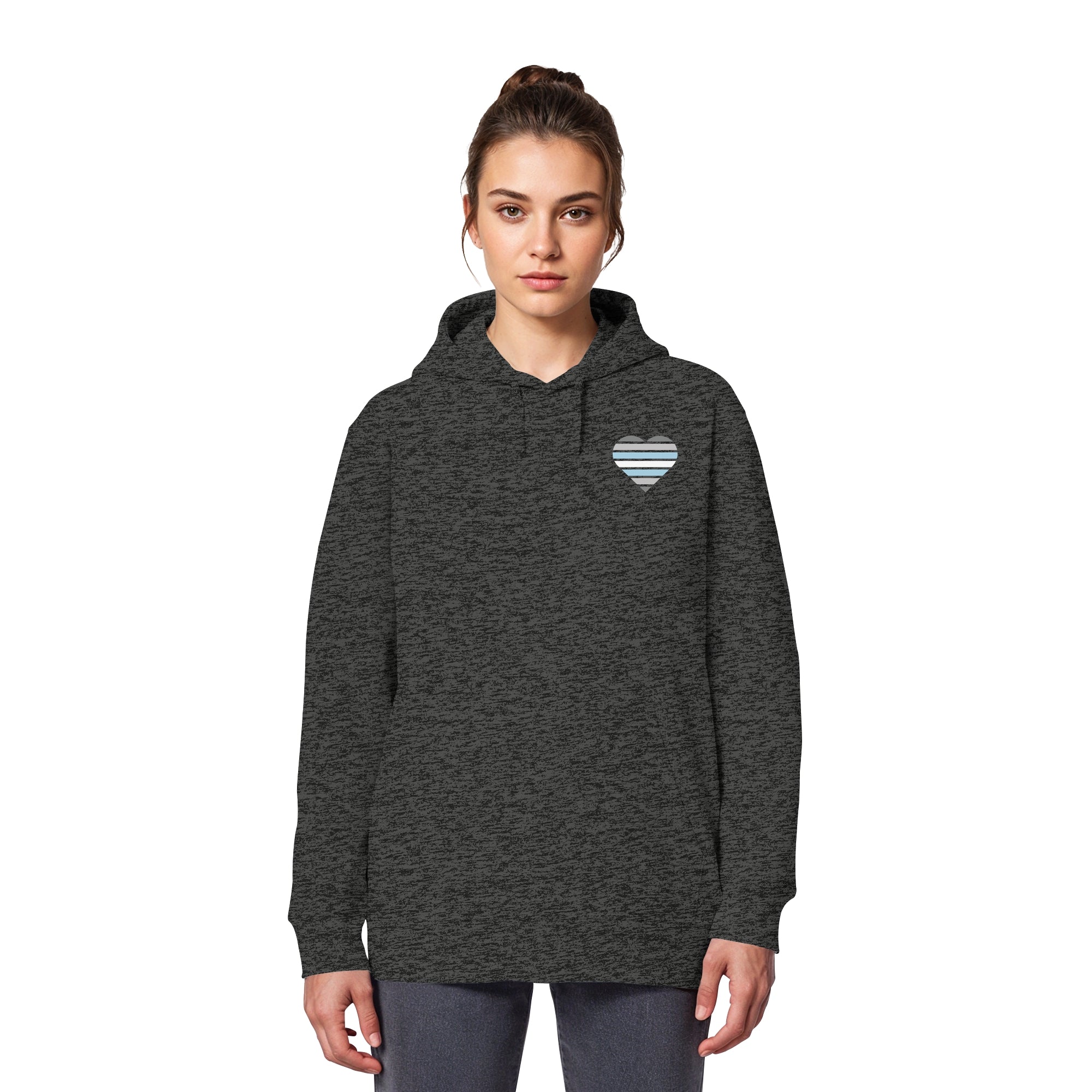 Organic Basic Hoodie - Demiboy Flag Herz Print