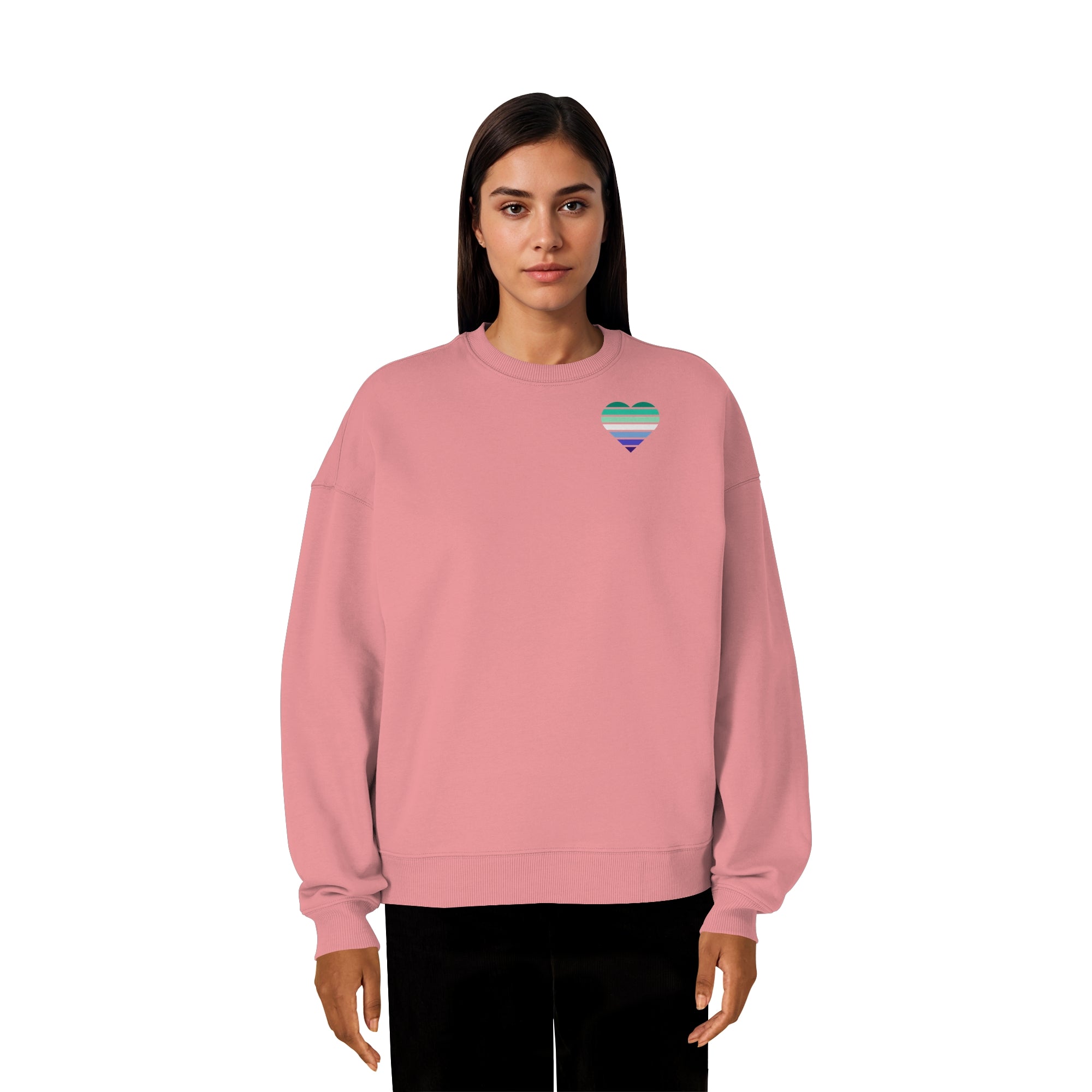 Organic Oversize Sweatshirt - Gay Flag Herz Print