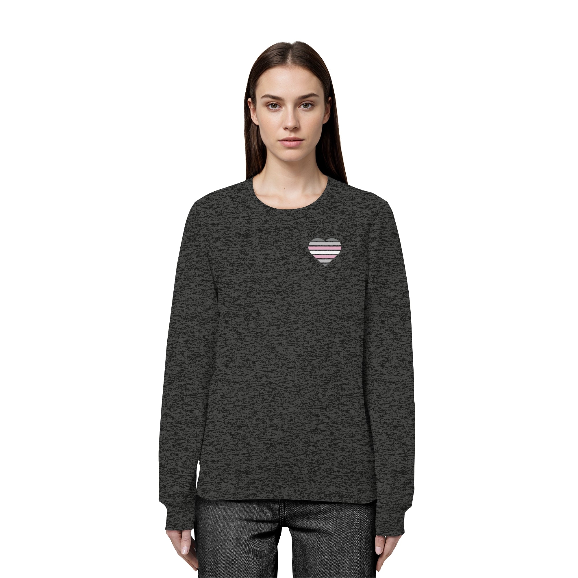 Organic Basic Sweatshirt - Demigirl Flag Herz Print