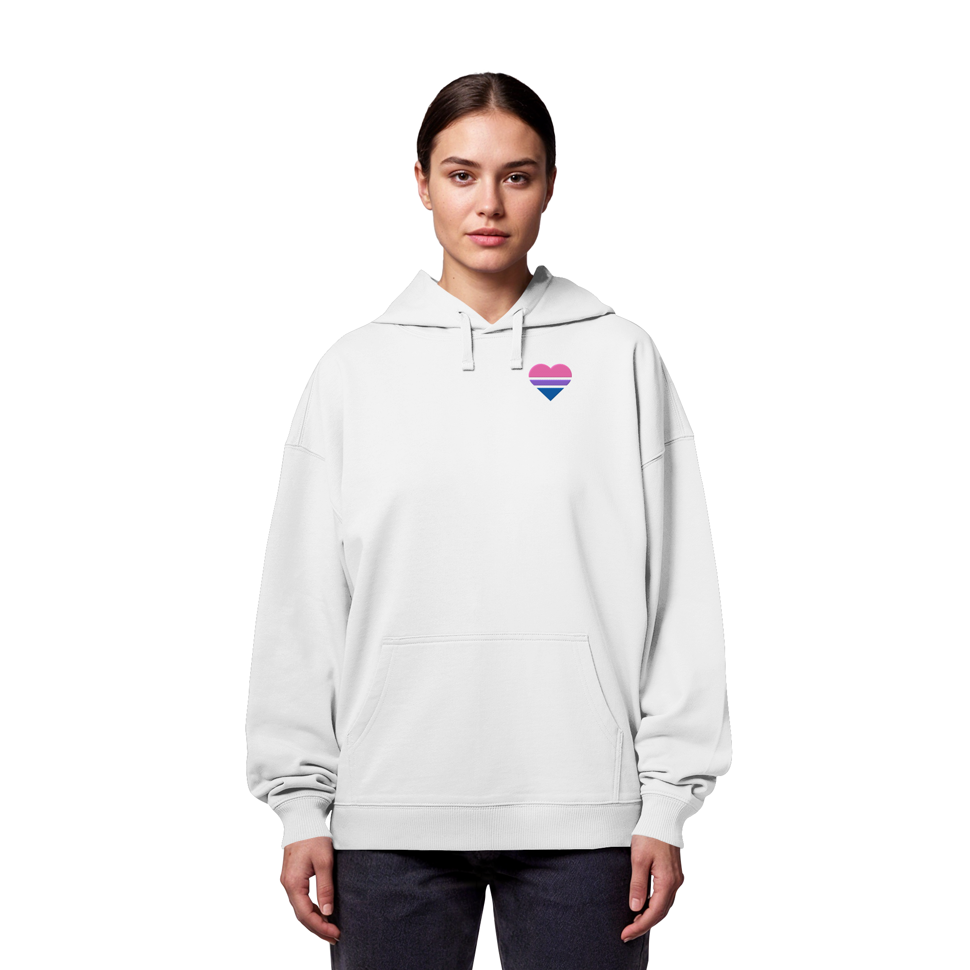 Organic Oversize Hoodie - Bisexual Flag Herz Stick