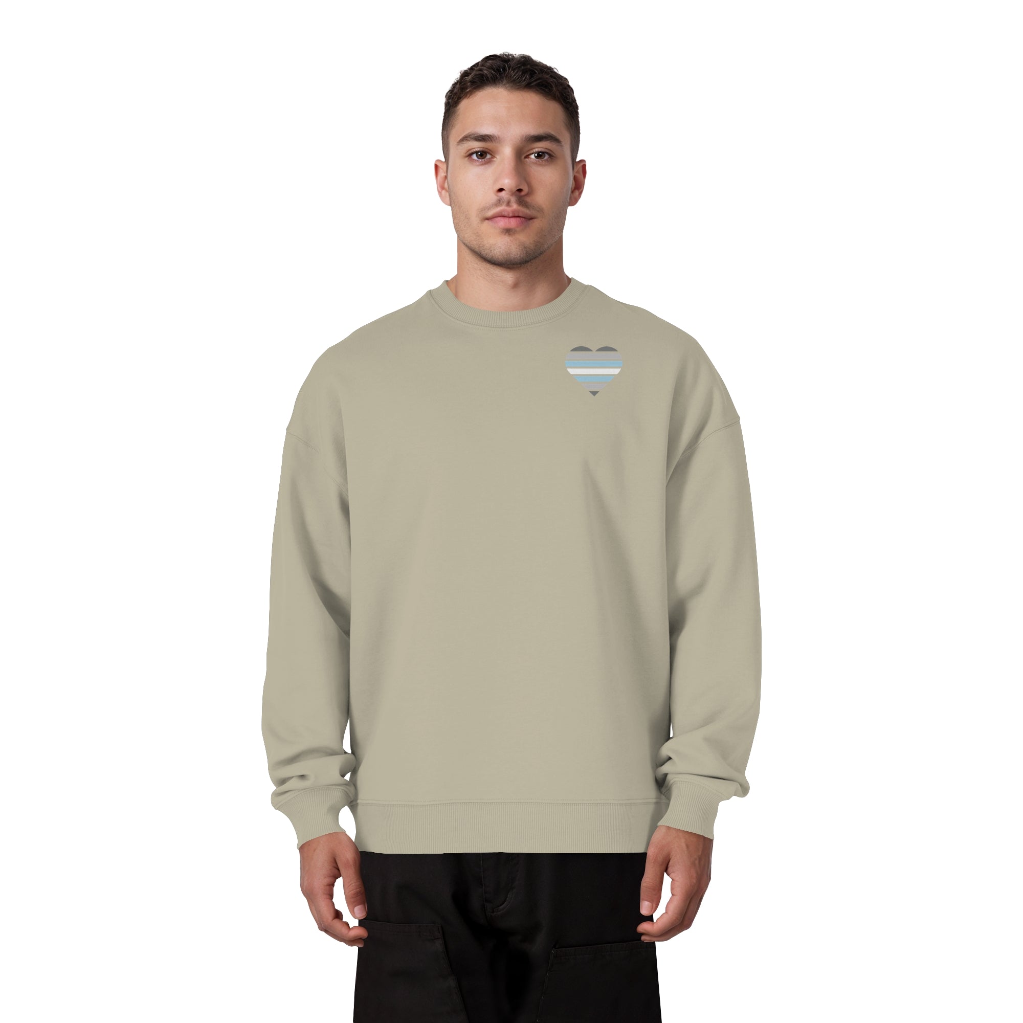 Organic Oversize Sweatshirt - Demiboy Flag Herz Print