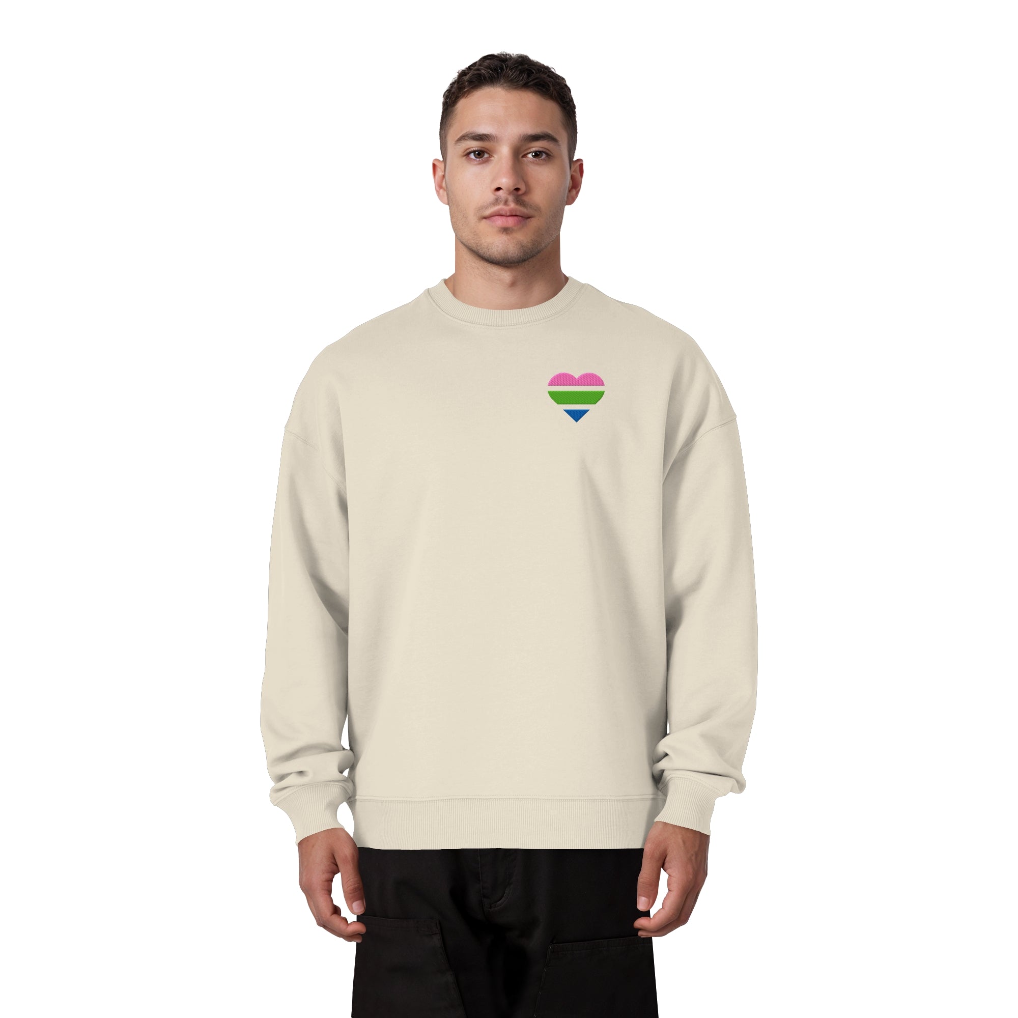 Organic Oversize Sweatshirt - Polysexual Flag Herz Stick