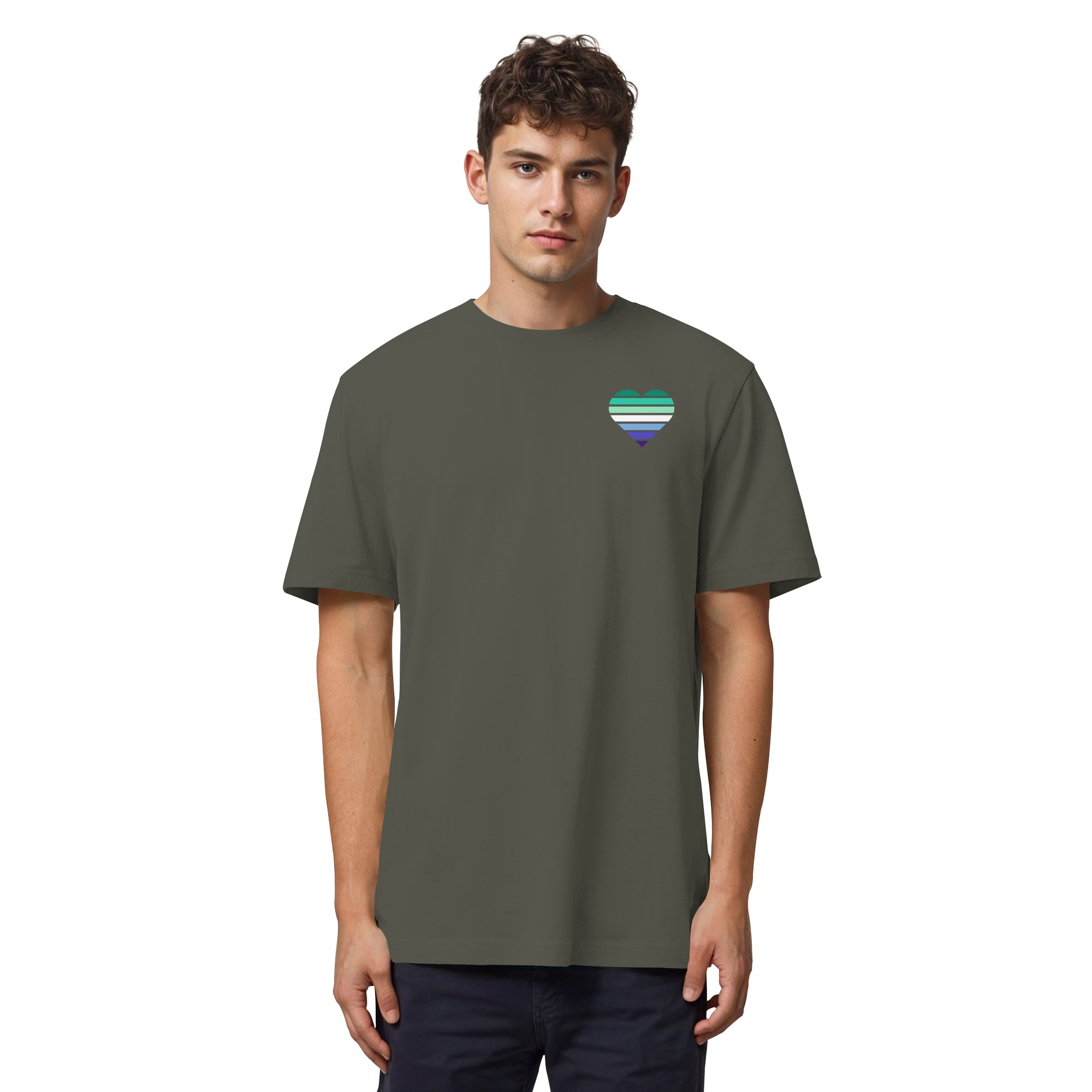 Organic Heavy Shirt - Gay Flag Herz Print