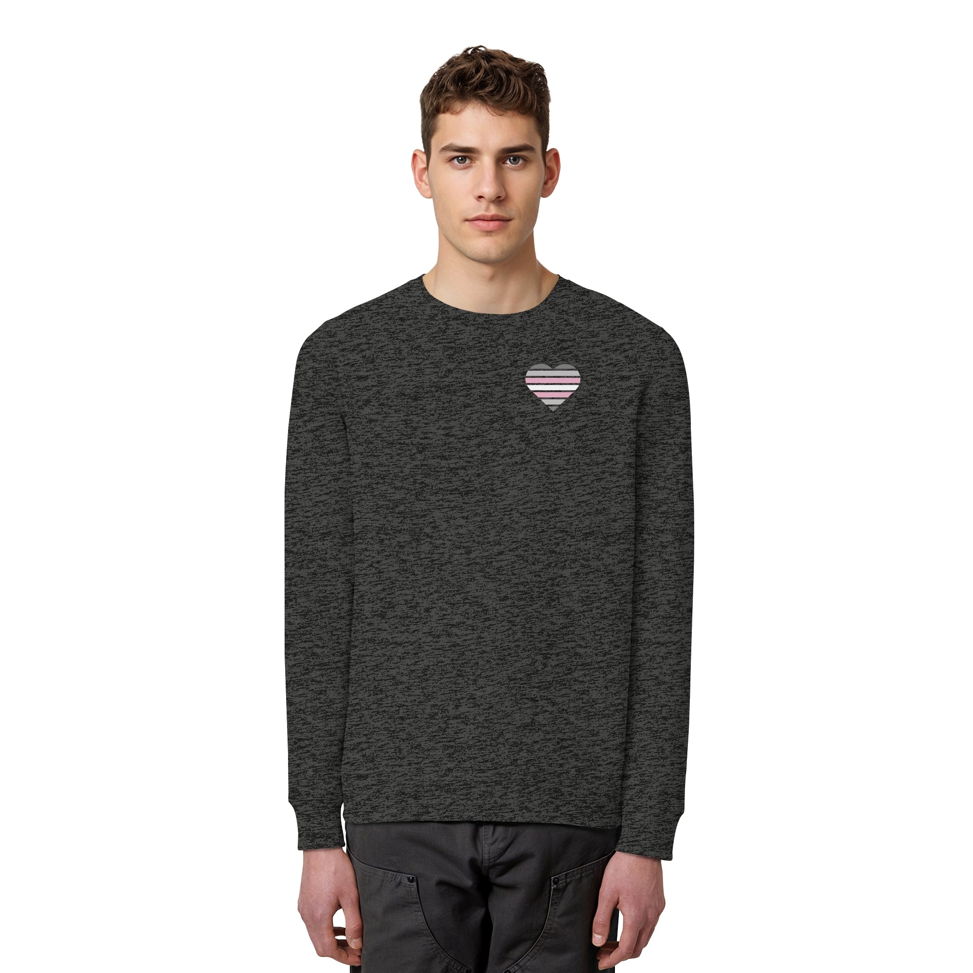 Organic Basic Sweatshirt - Demigirl Flag Herz Print