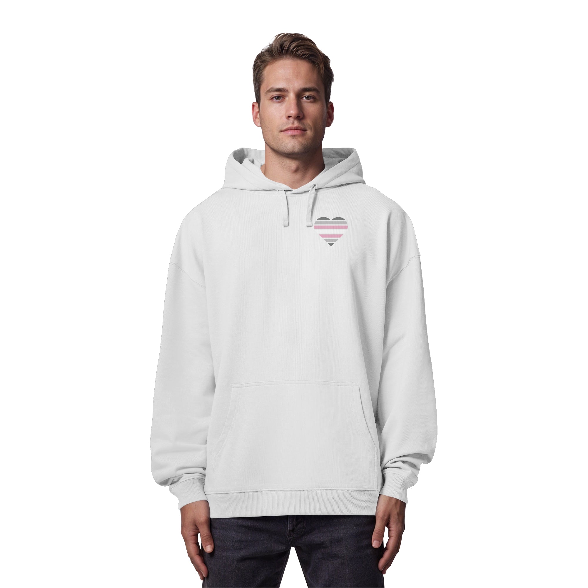 Organic Oversize Hoodie - Demigirl Flag Herz Print
