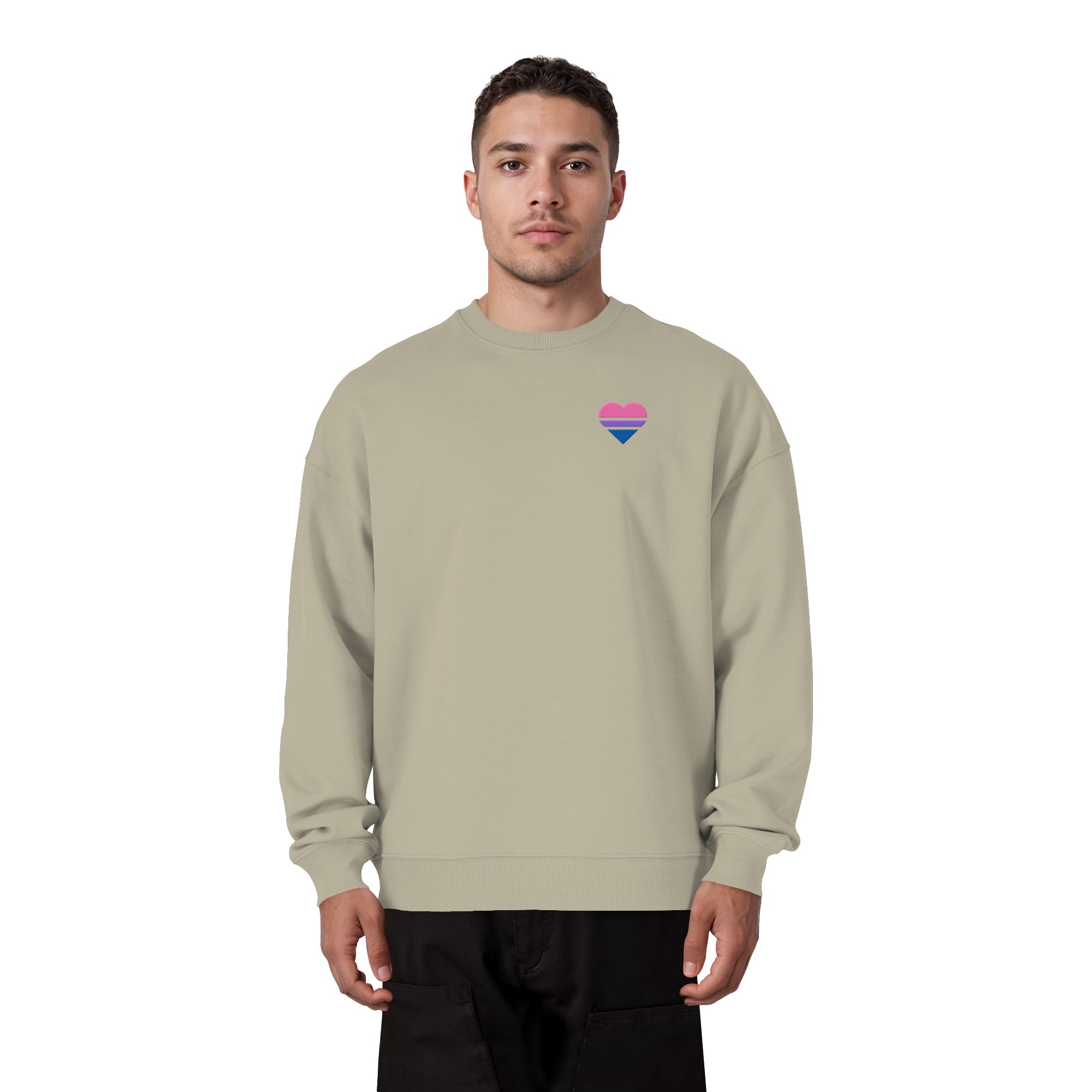 Organic Oversize Sweatshirt - Bisexual Flag Herz Stick