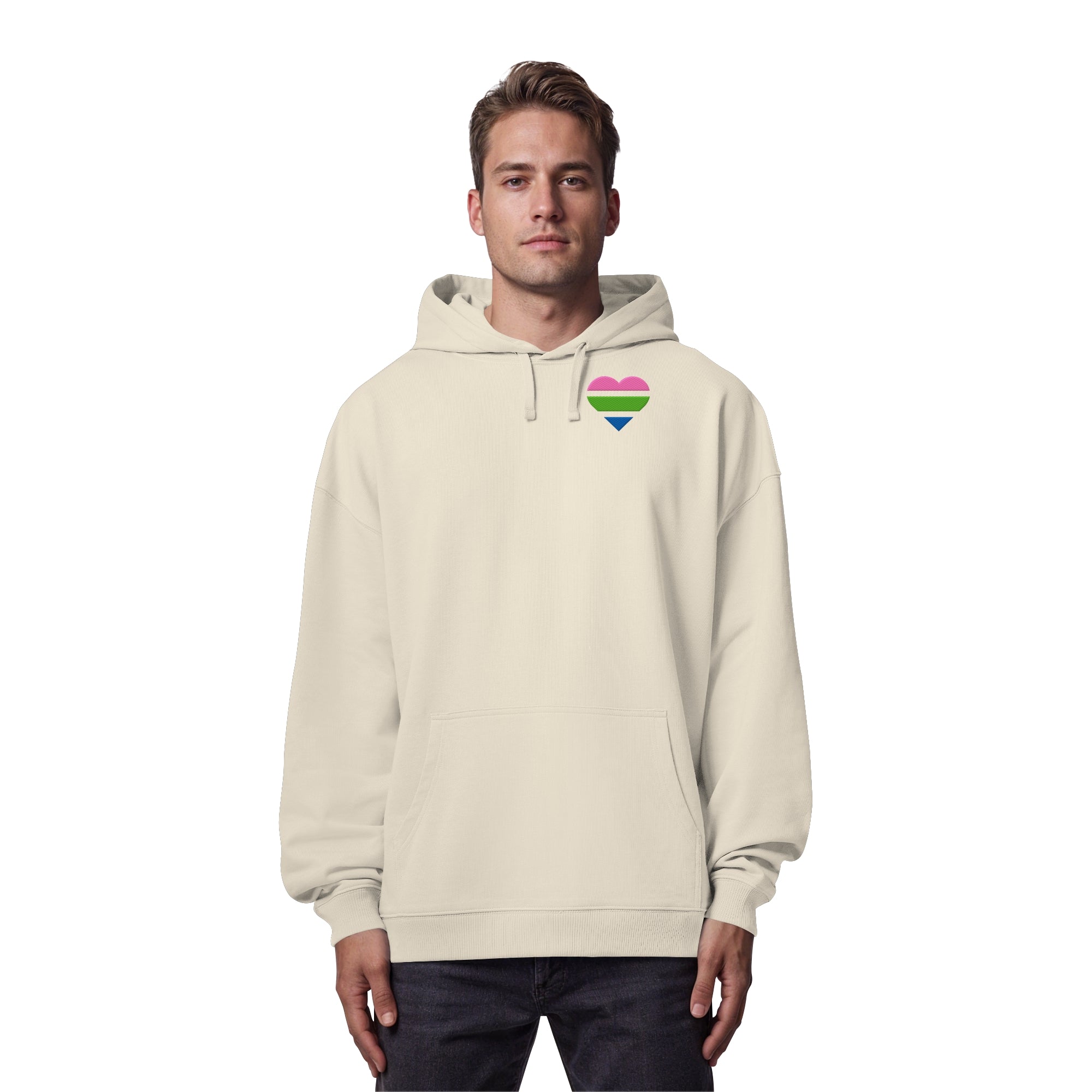 Organic Oversize Hoodie - Polysexual Flag Herz Stick