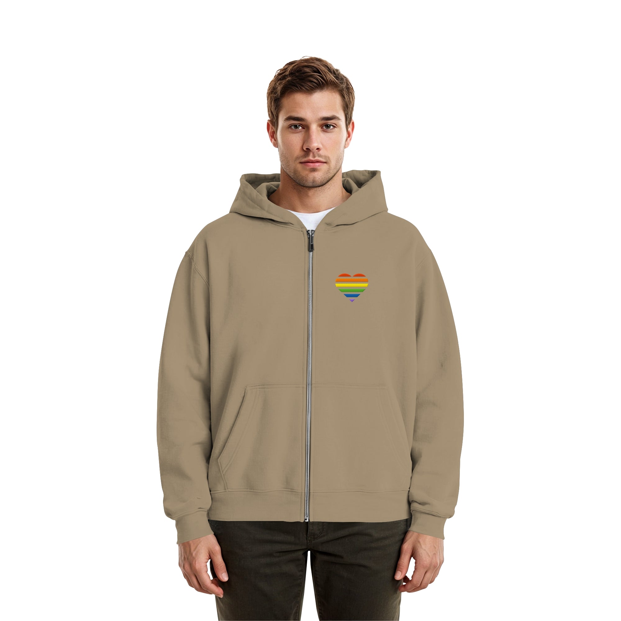 Fluffy Boxcut Zipper - Pride Flag Herz Stick