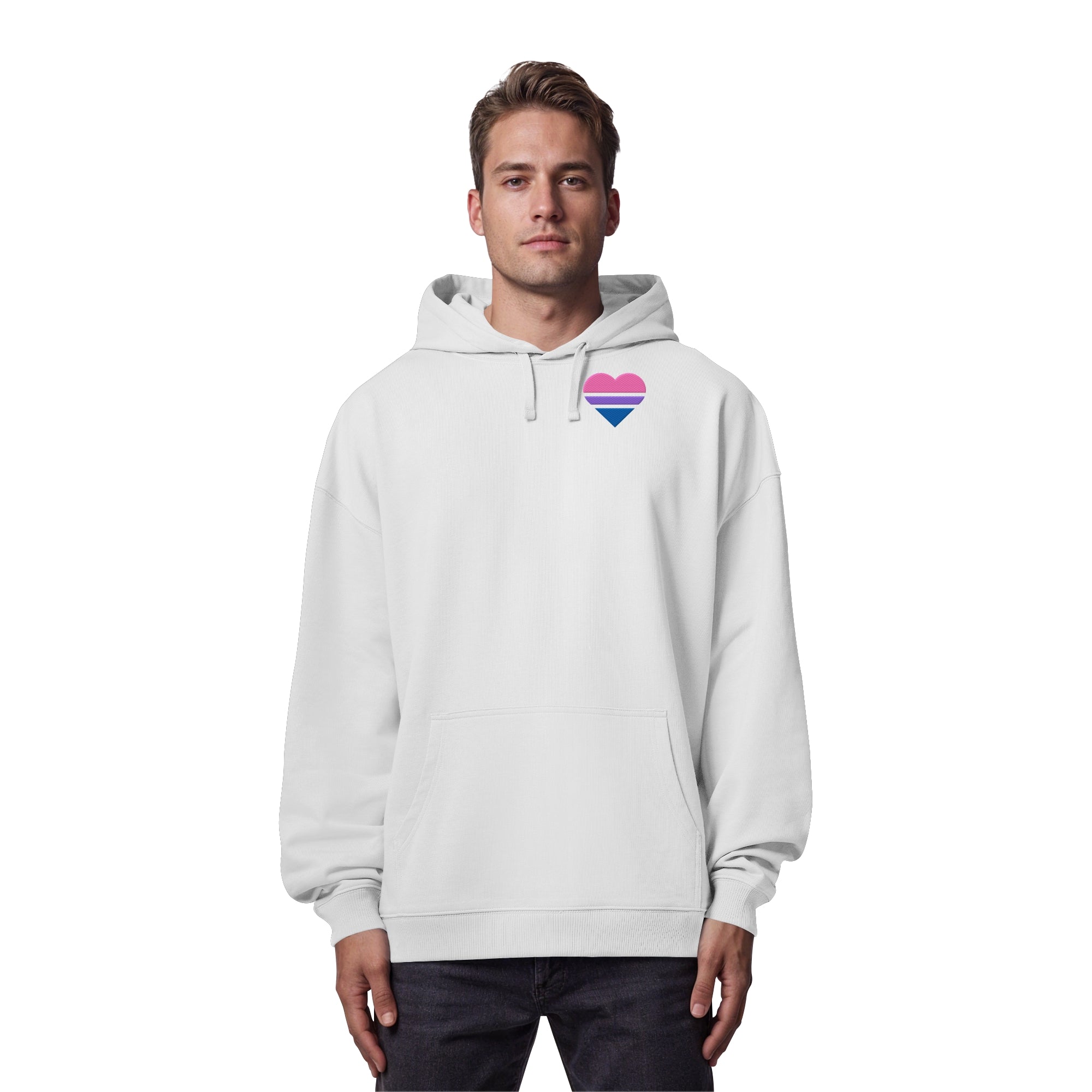 Organic Oversize Hoodie - Bisexual Flag Herz Stick