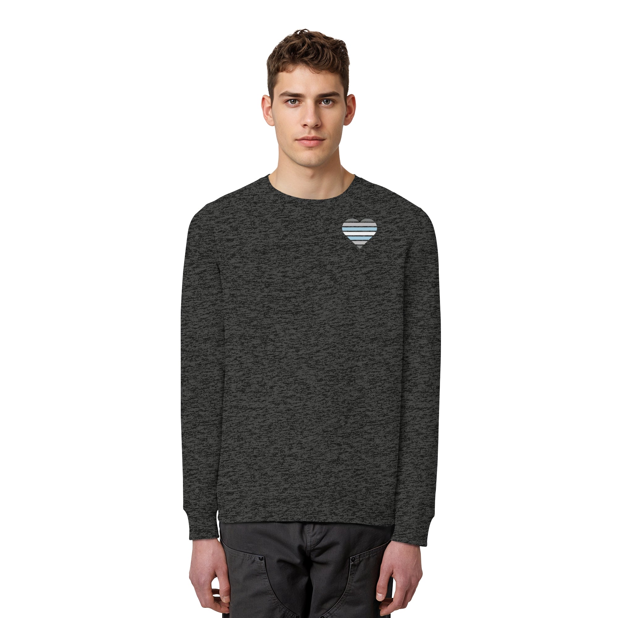 Organic Basic Sweatshirt - Demiboy Flag Herz Print