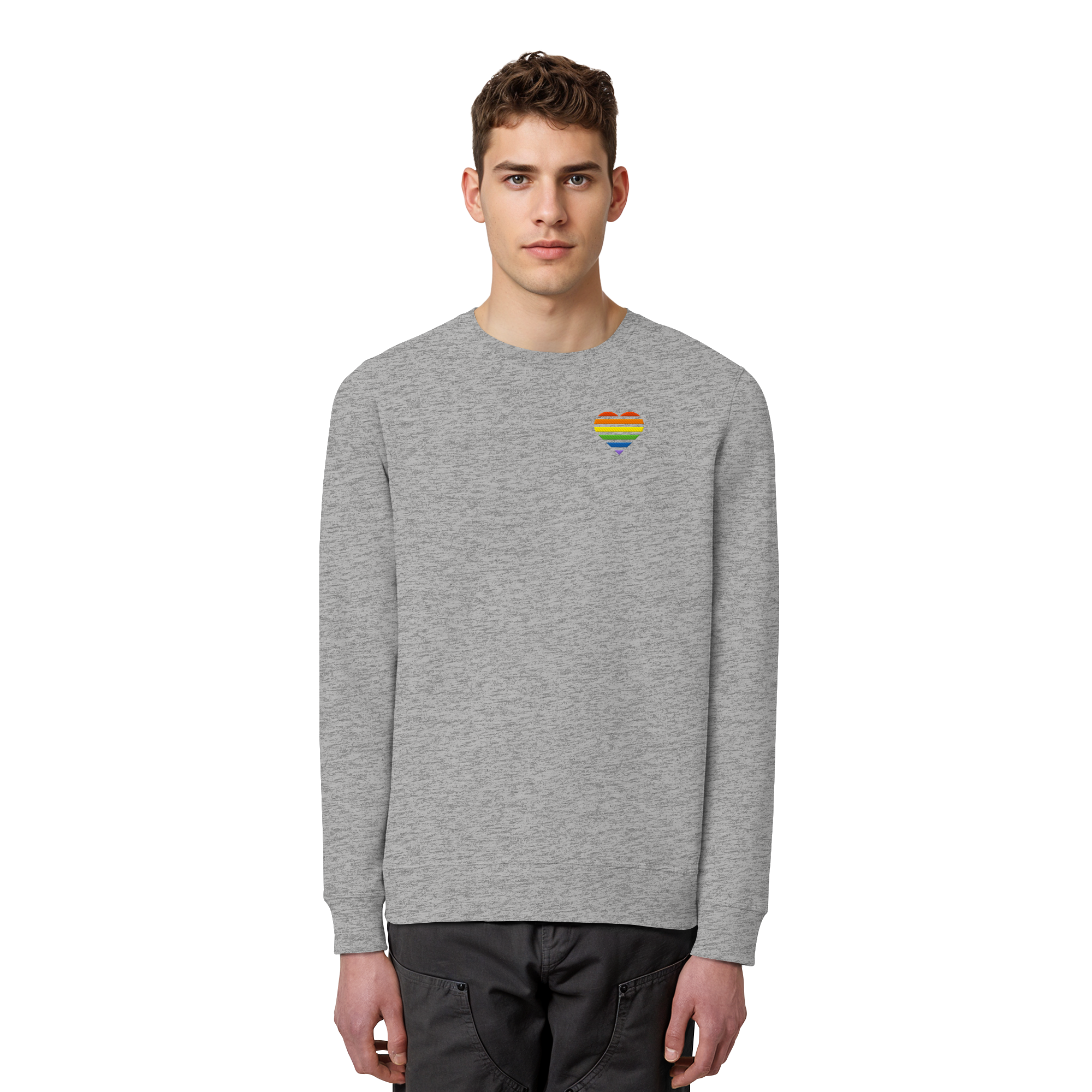 Organic Basic Sweatshirt - Pride Flag Herz
