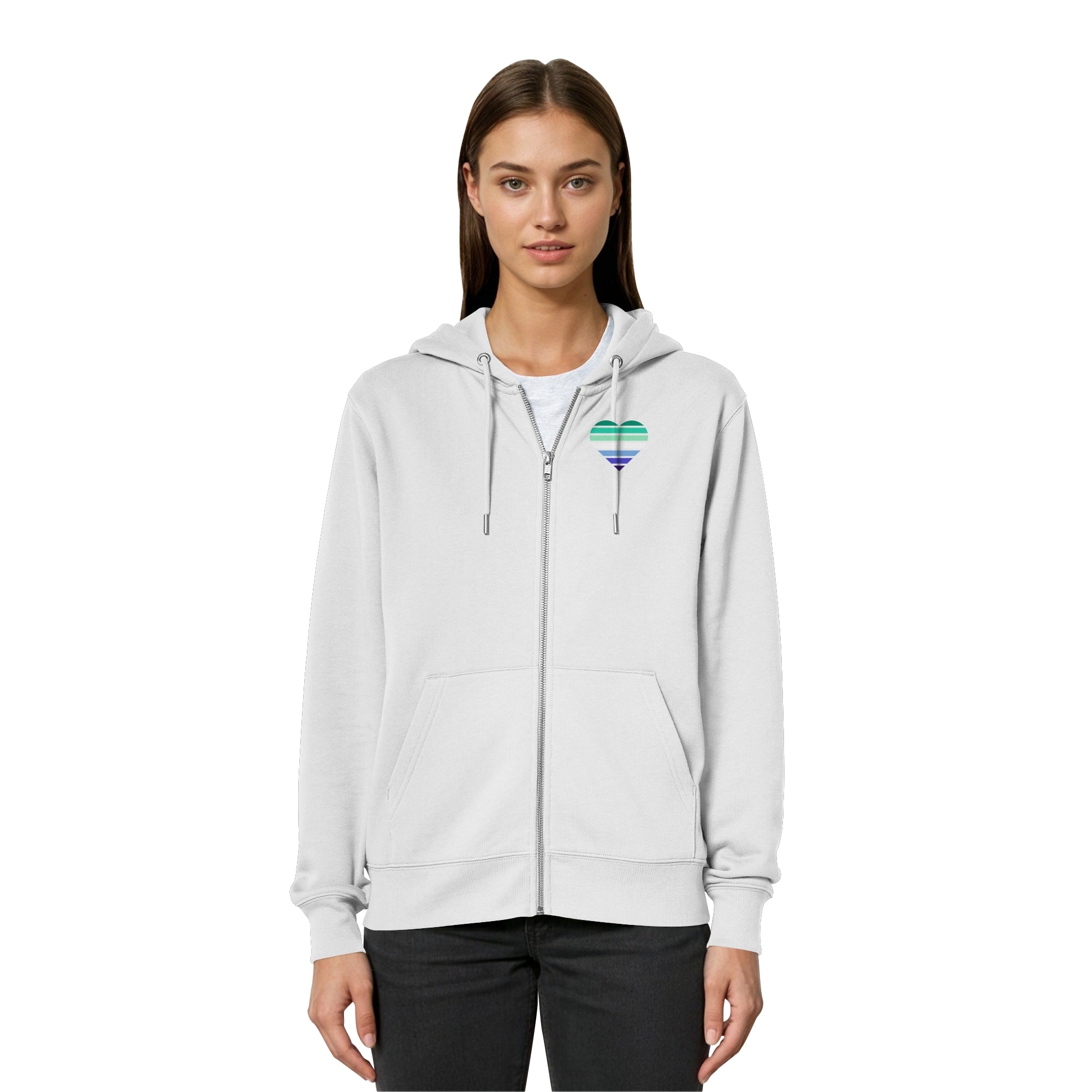 Organic Relaxed Zipper - Gay Flag Herz Print