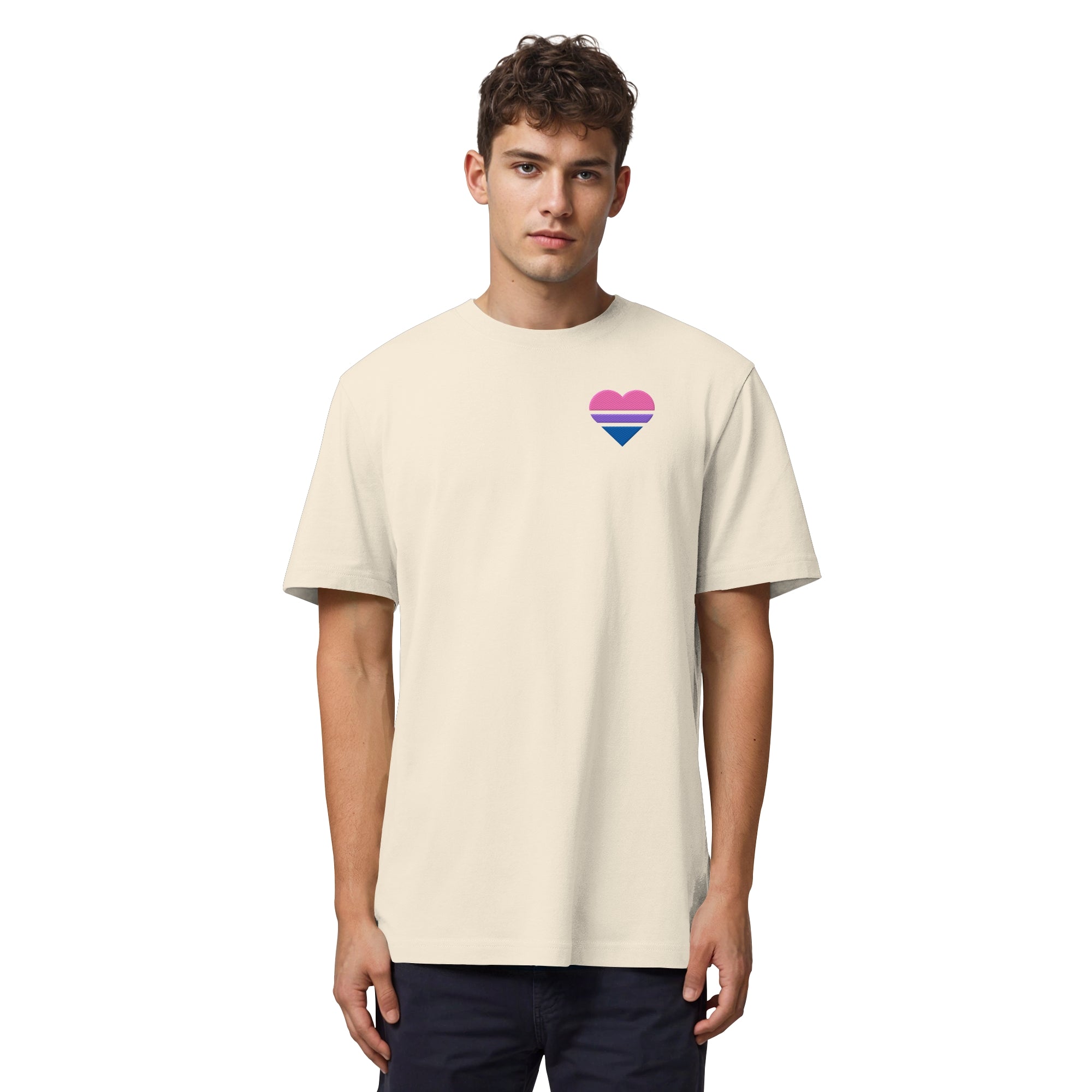 Organic Heavy Shirt - Bisexual Flag Herz Stick