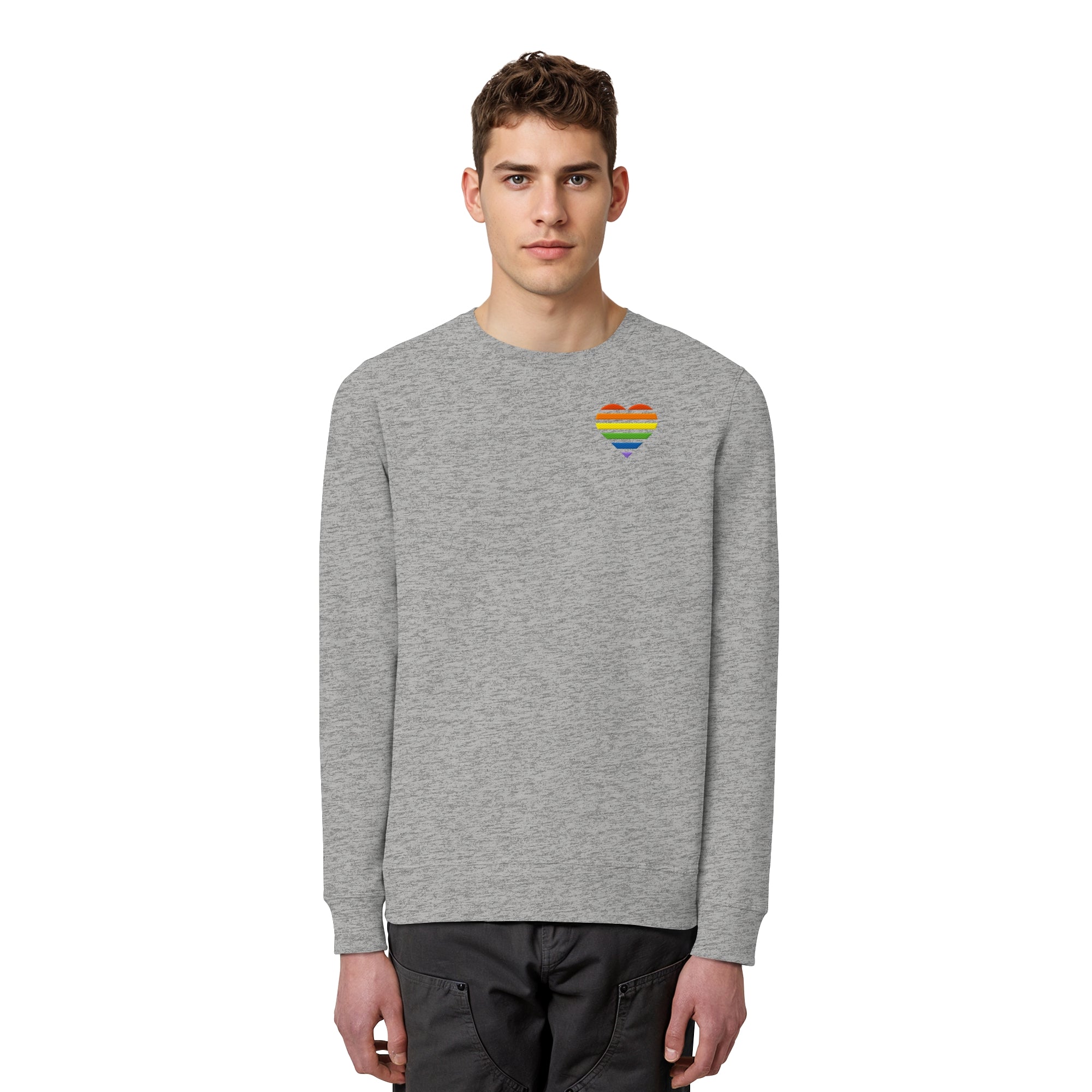 Organic Basic Sweatshirt - Pride Flag Herz Stick