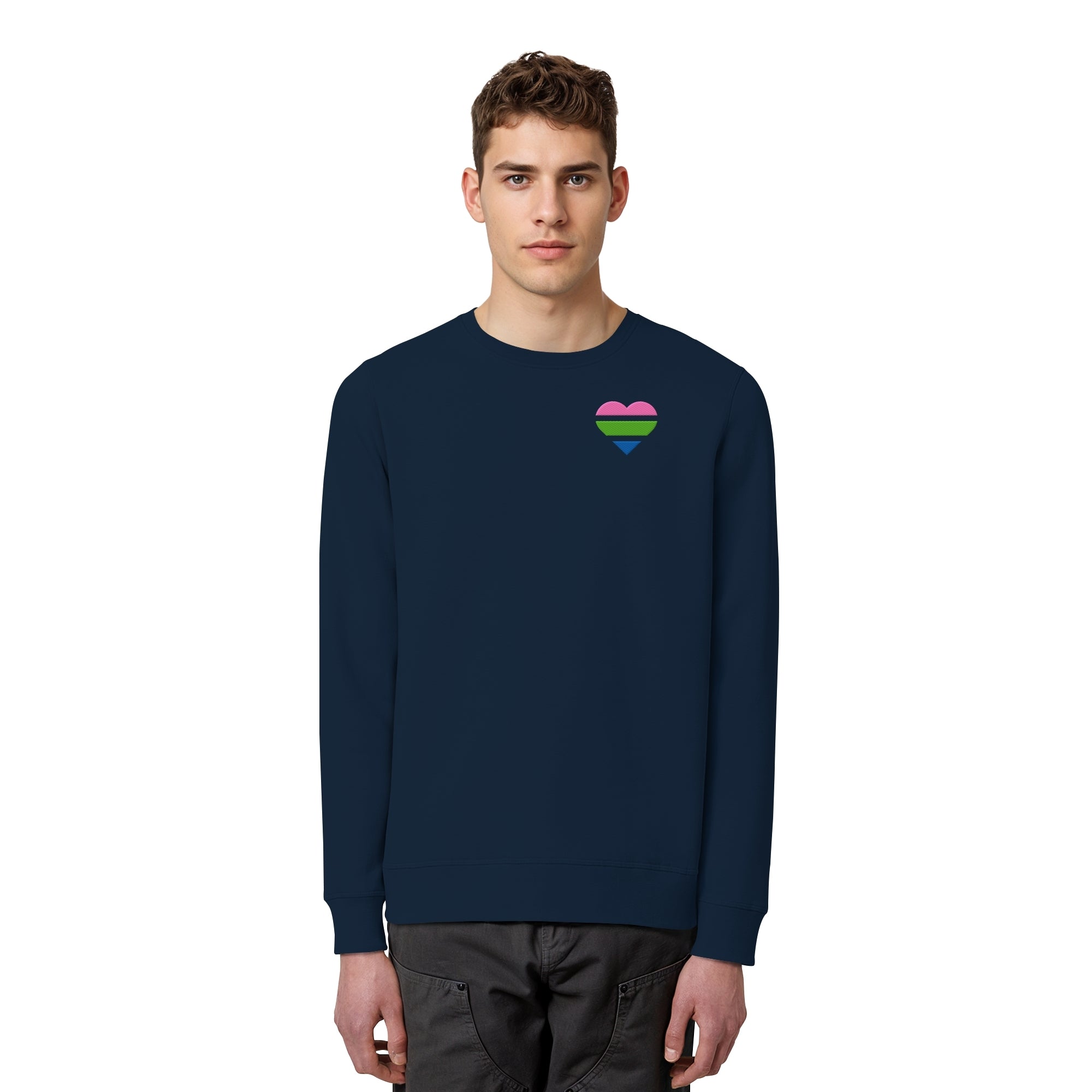 Organic Basic Sweatshirt - Polysexual Flag Herz Stick
