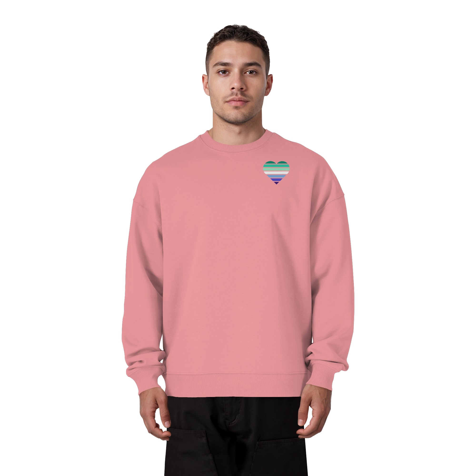 Organic Oversize Sweatshirt - Gay Flag Herz Print