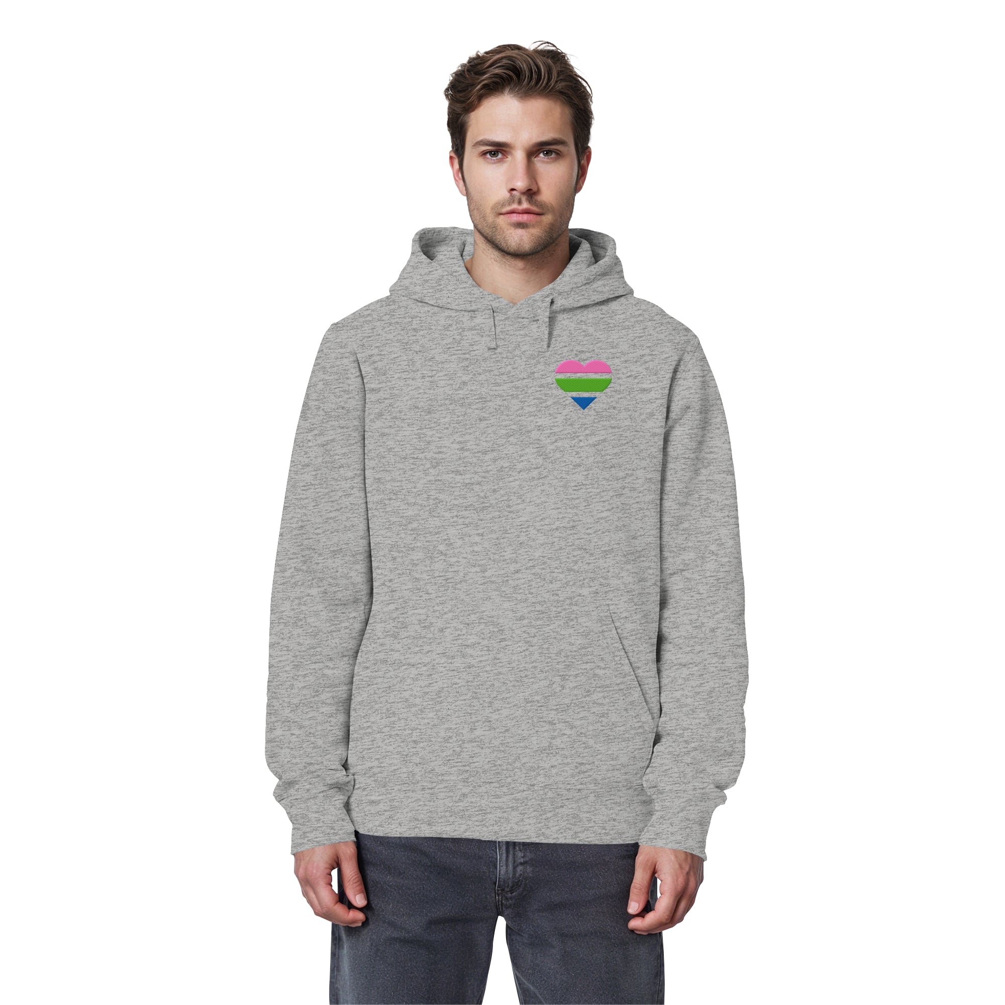 Organic Basic Hoodie - Polysexual Flag Herz Stick
