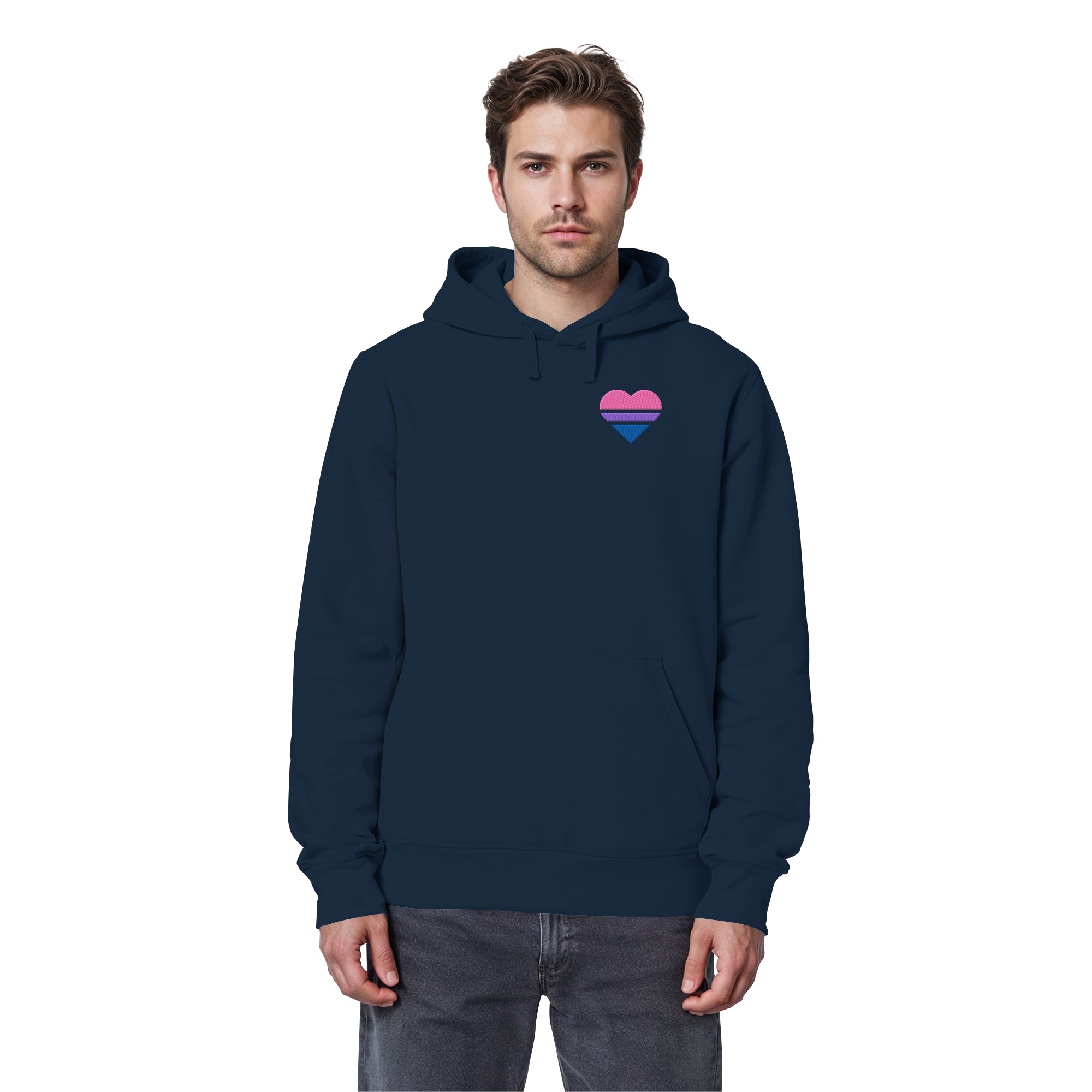Organic Basic Hoodie - Bisexual Flag Herz Stick