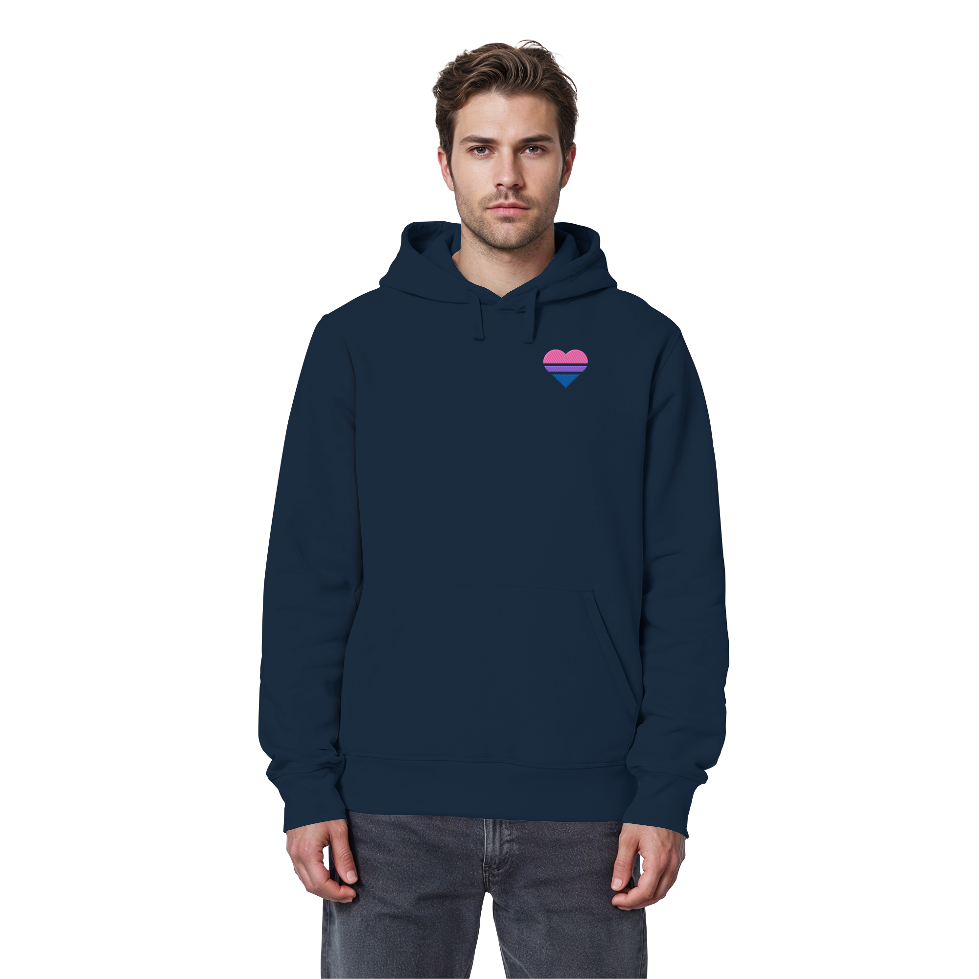 Organic Basic Hoodie - Bisexual Flag Herz Stick